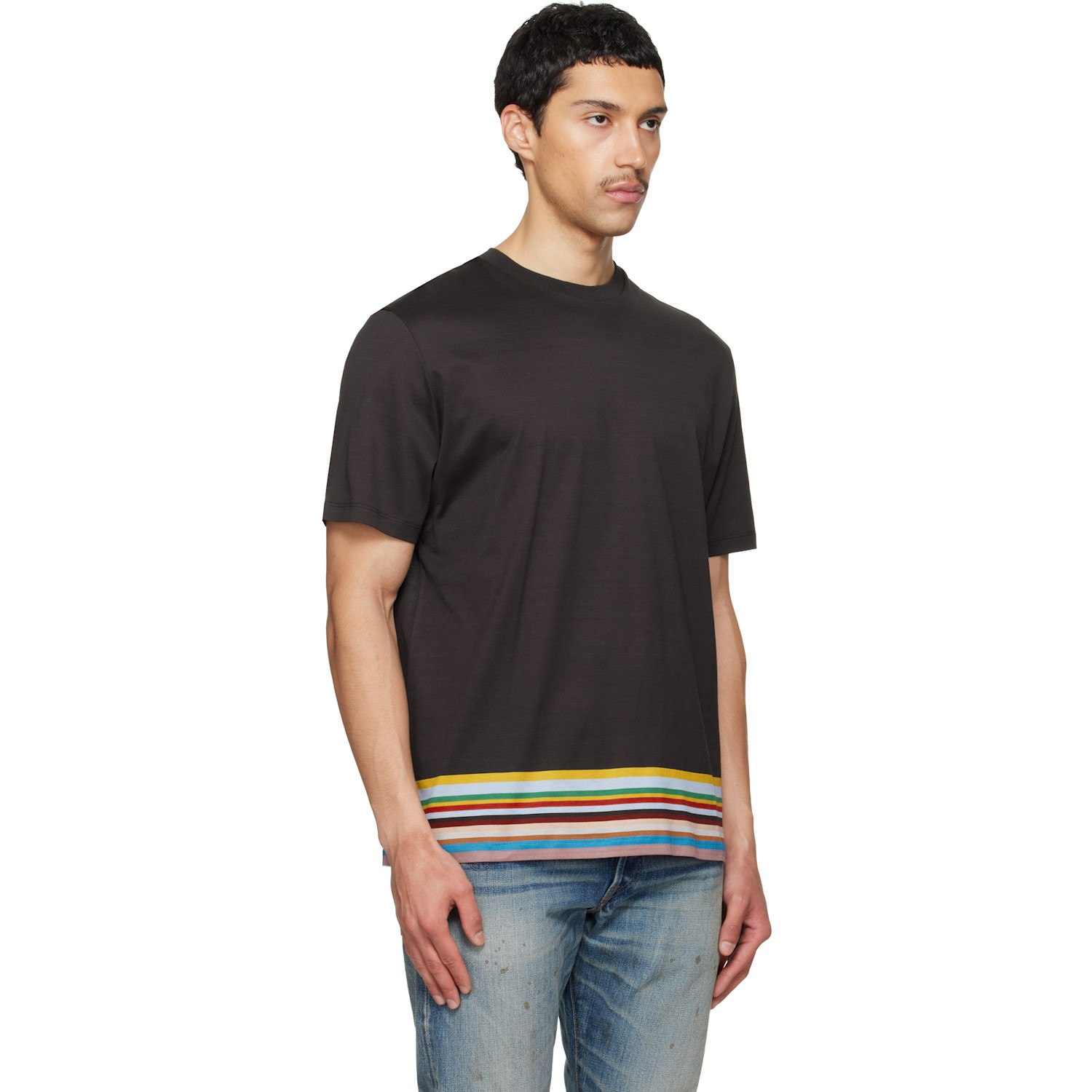  Paul Smith Brown Boarder 'signature Stripe' T-shirt 