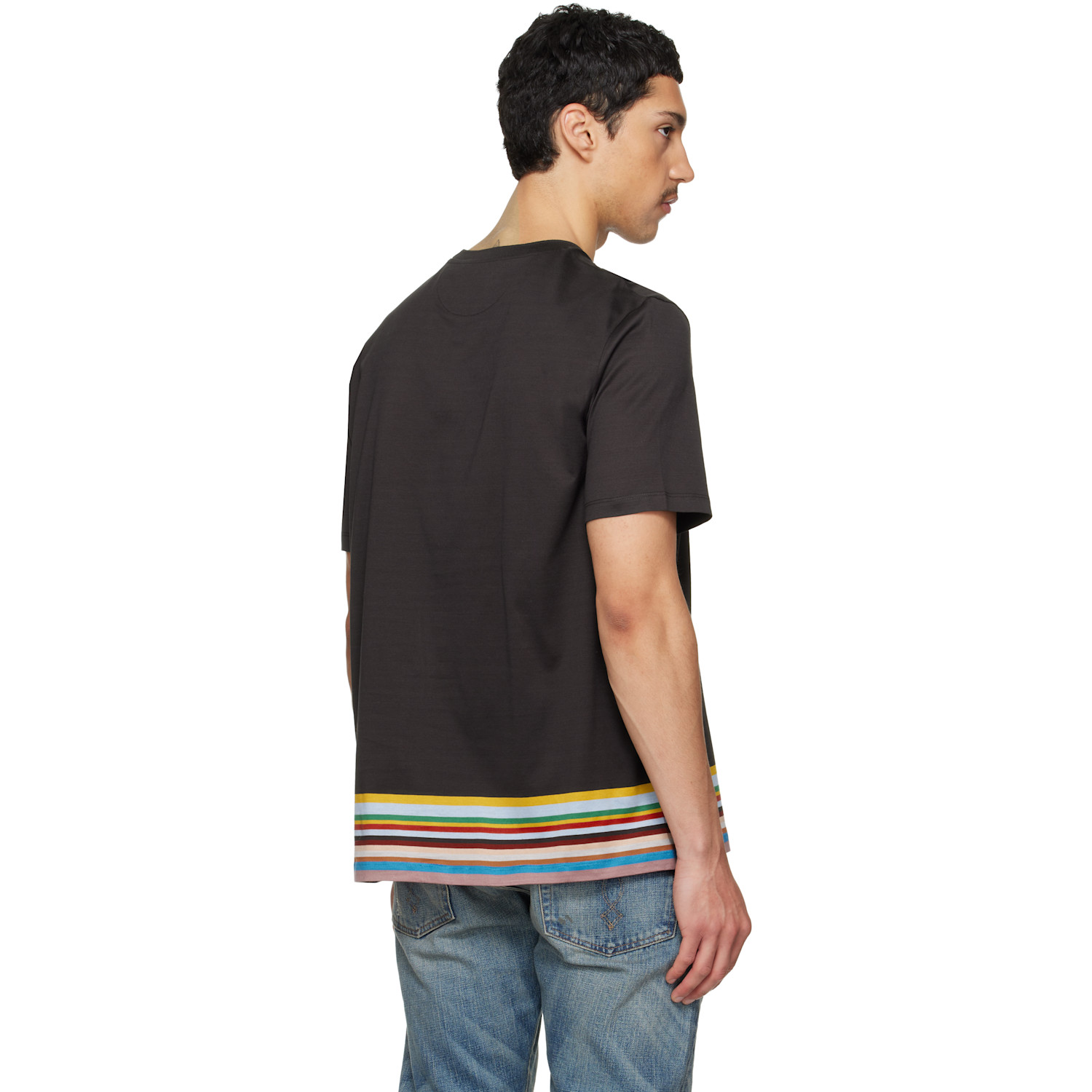  Paul Smith Brown Boarder 'signature Stripe' T-shirt 