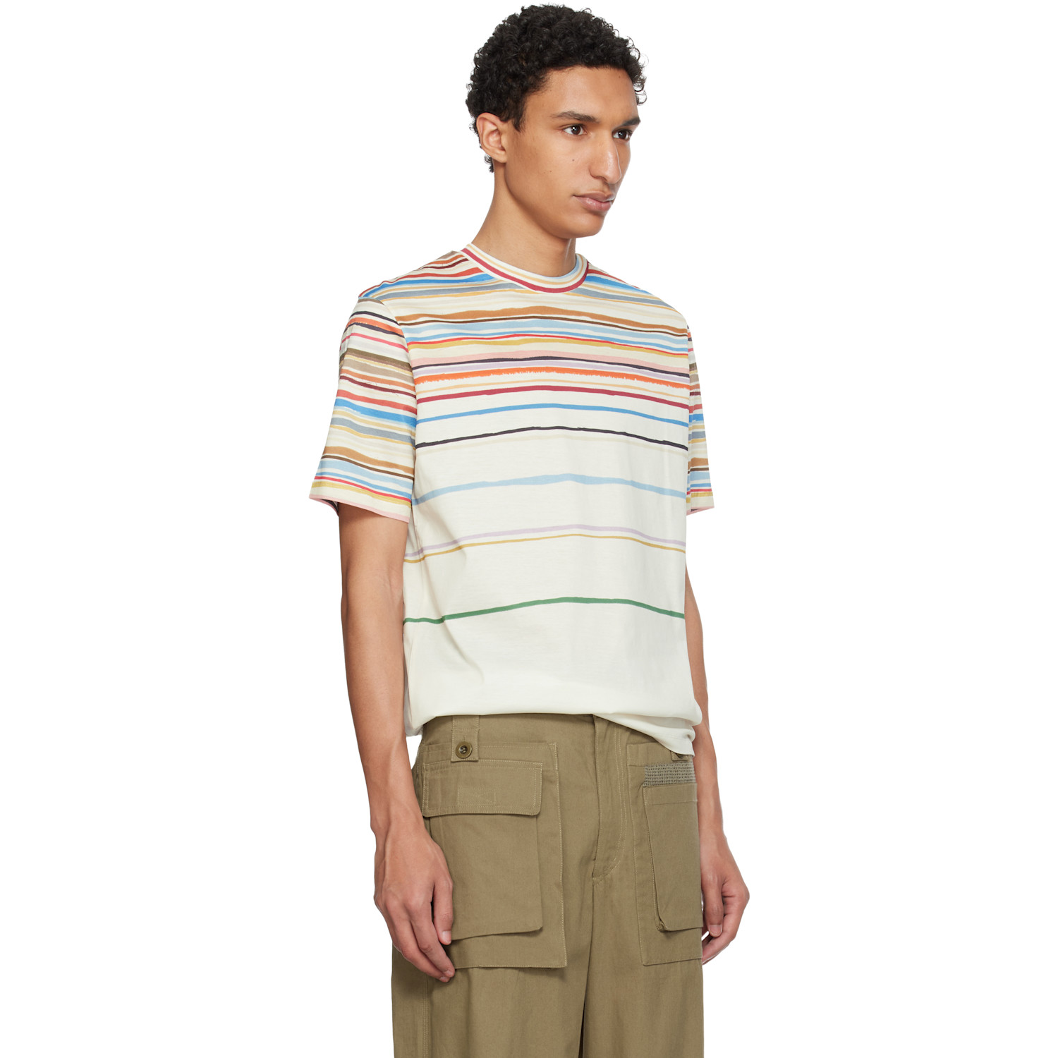 Paul Smith Off-white 'painted Signature Stripe' T-shirt 