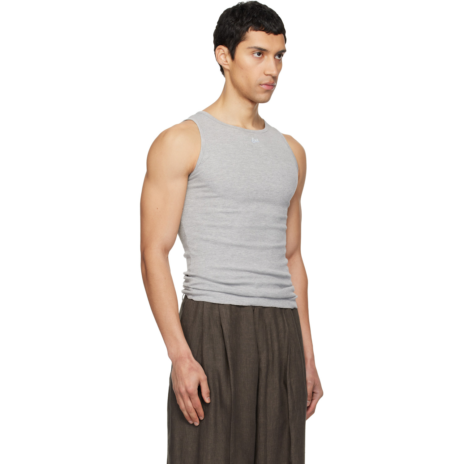  Erl Gray Logo Patch Tank Top 