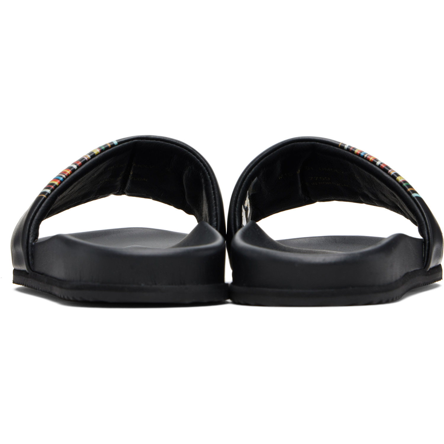  Paul Smith Black 'signature Stripe' Leather Bellagio Slides 