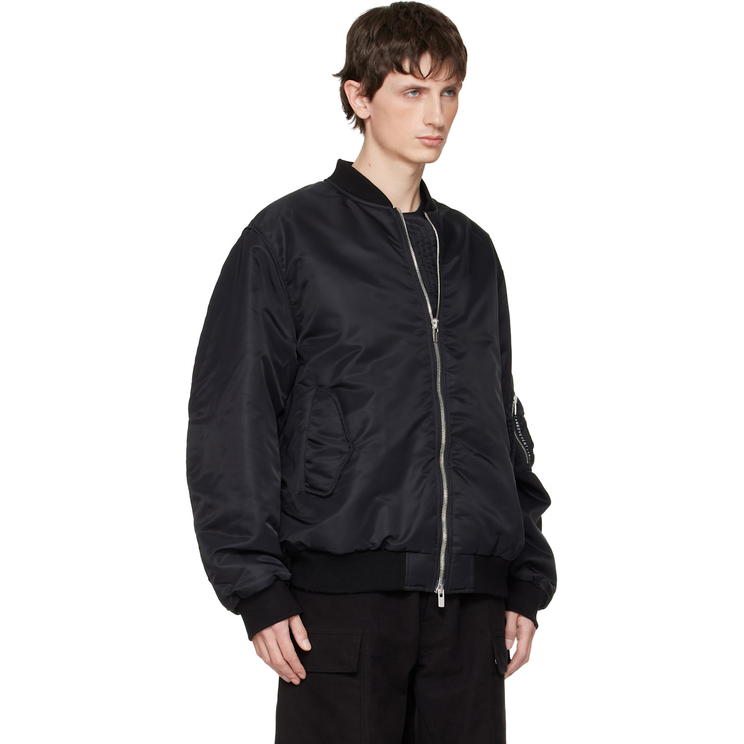  A Diciannoveventitre Black Padded Bomber Jacket 
