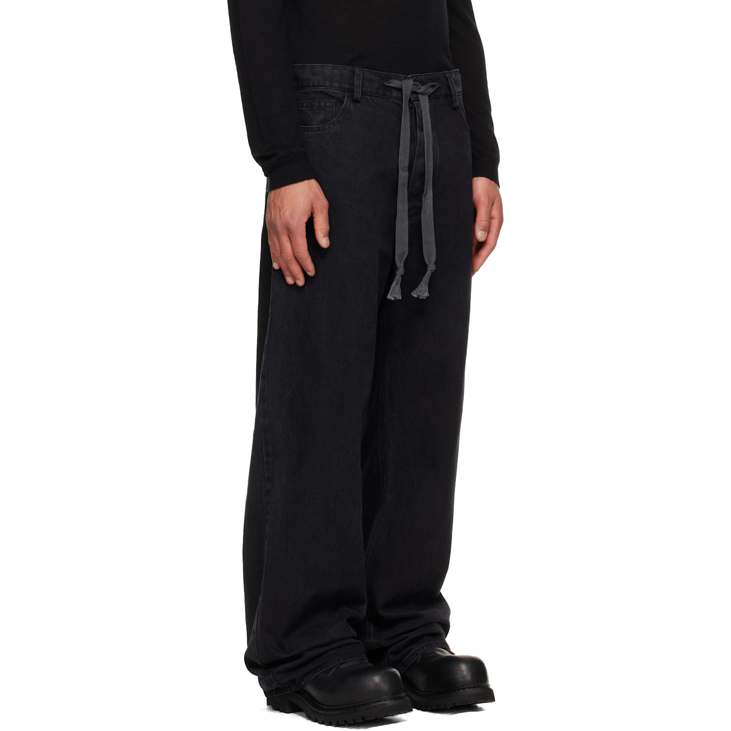 A Diciannoveventitre Black Washed Oversized Jeans 