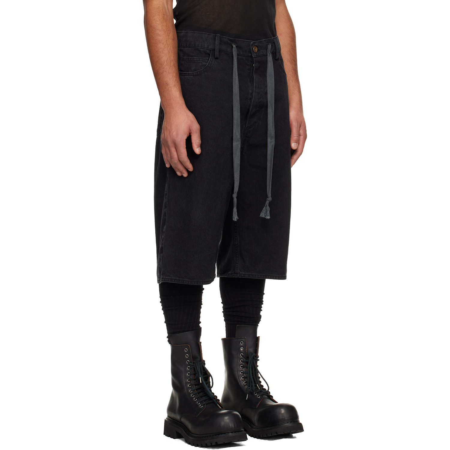  A Diciannoveventitre Black Oversized Jean Shorts 