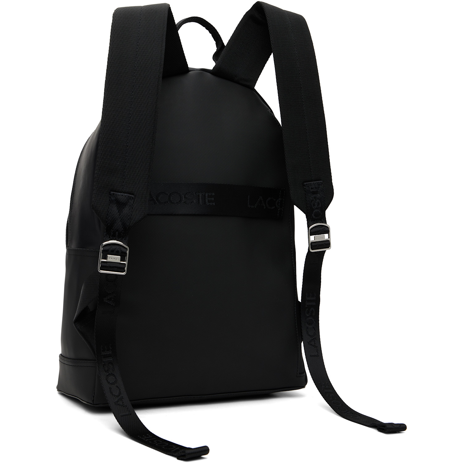  Lacoste Black Poly Canvas Backpack 