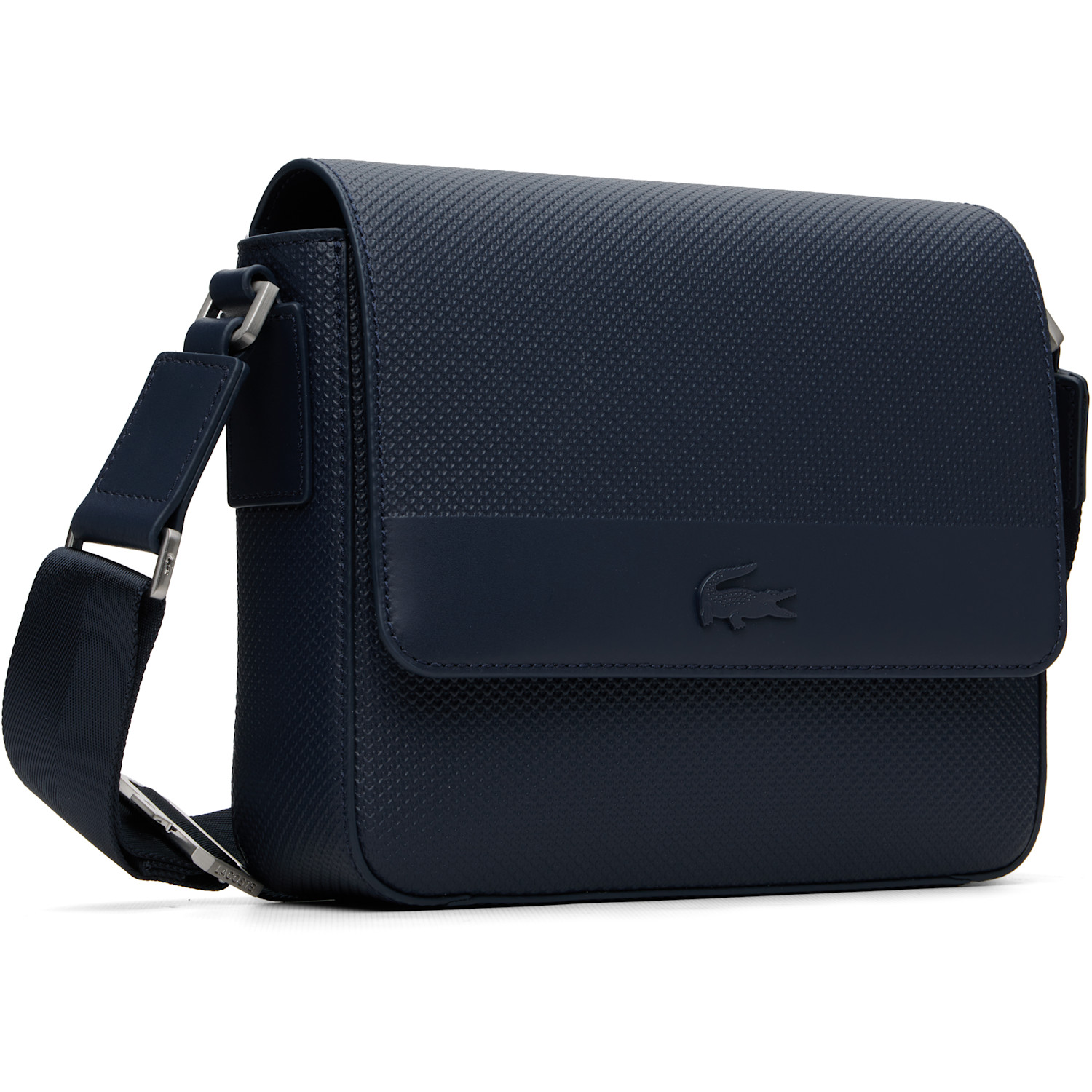  Lacoste Navy Chantaco Leather Messenger Bag 