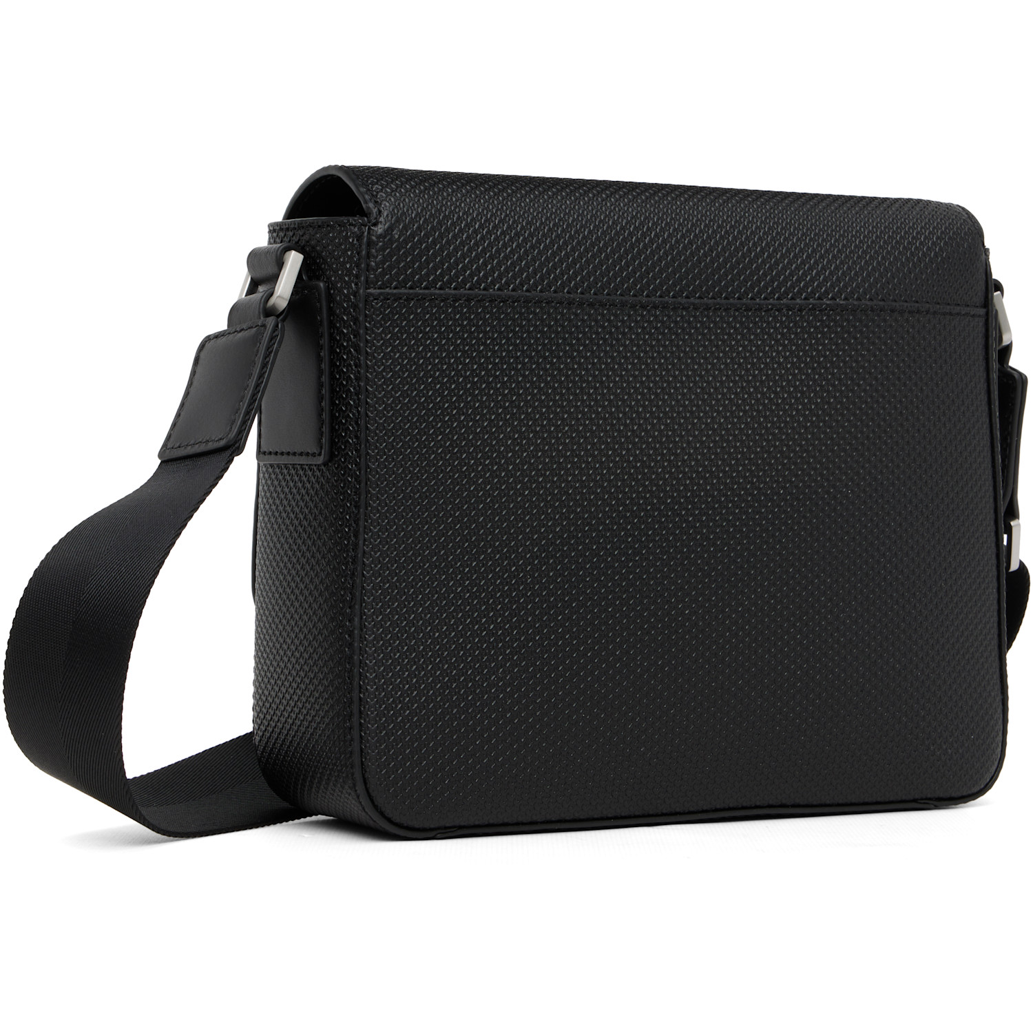  Lacoste Black Chantaco Leather Messenger Bag 