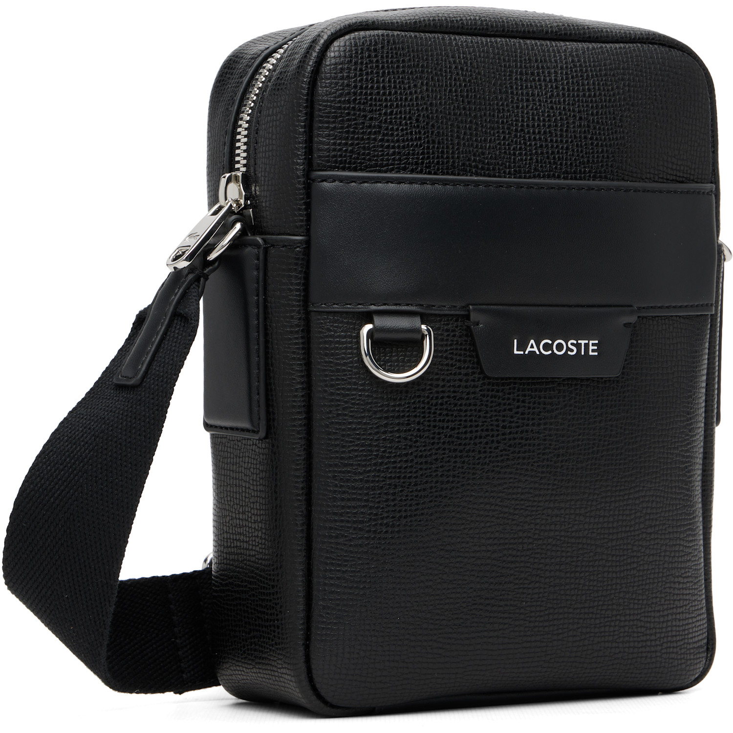  Lacoste Black Ossian Leather Satchel Bag 