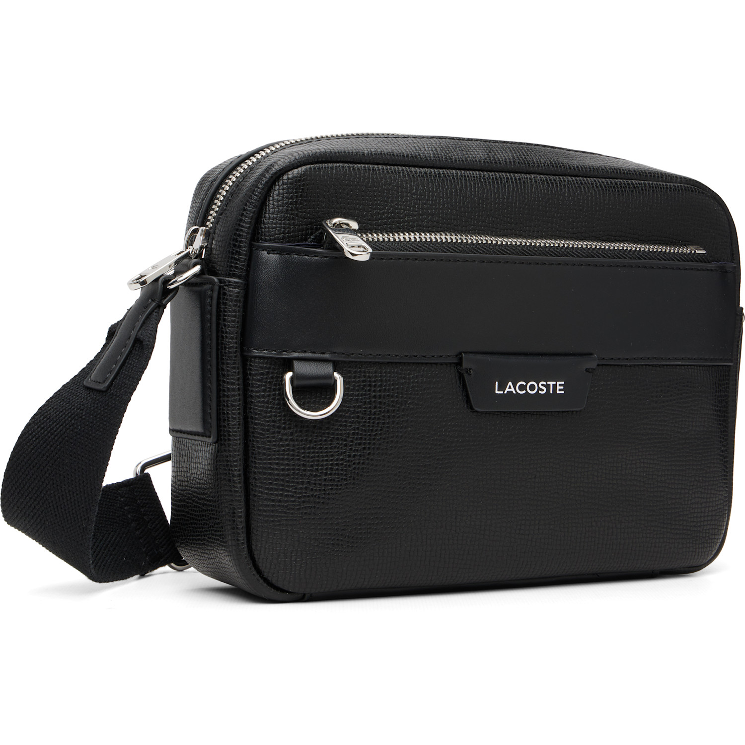  Lacoste Black Ossian Leather Reporter Bag 
