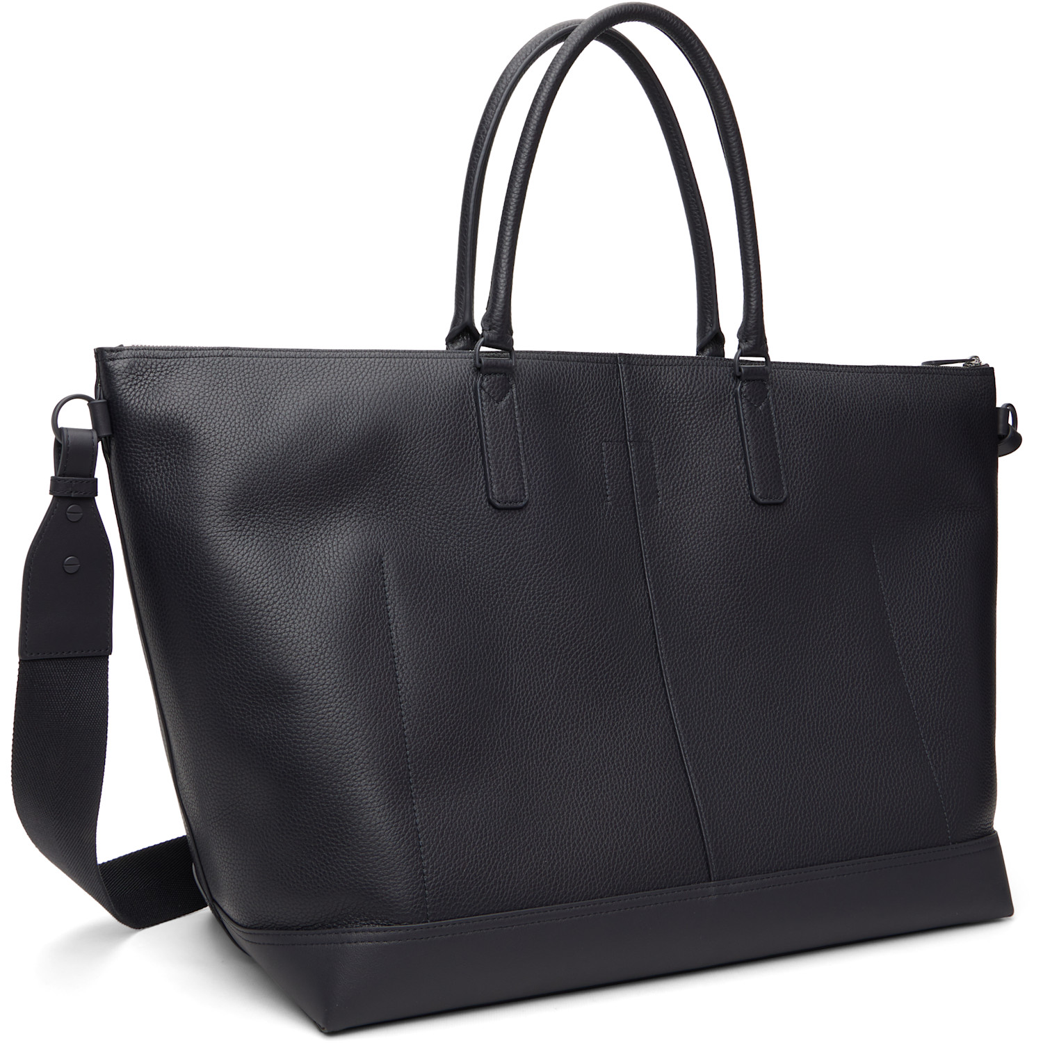  Lacoste Black 'club Lacoste' Grain Leather Weekend Tote 