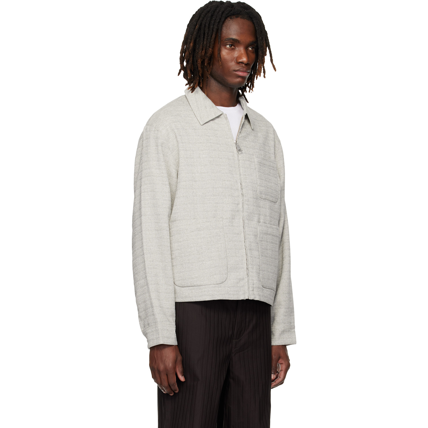  Lacoste Gray Short Textured Jacket 