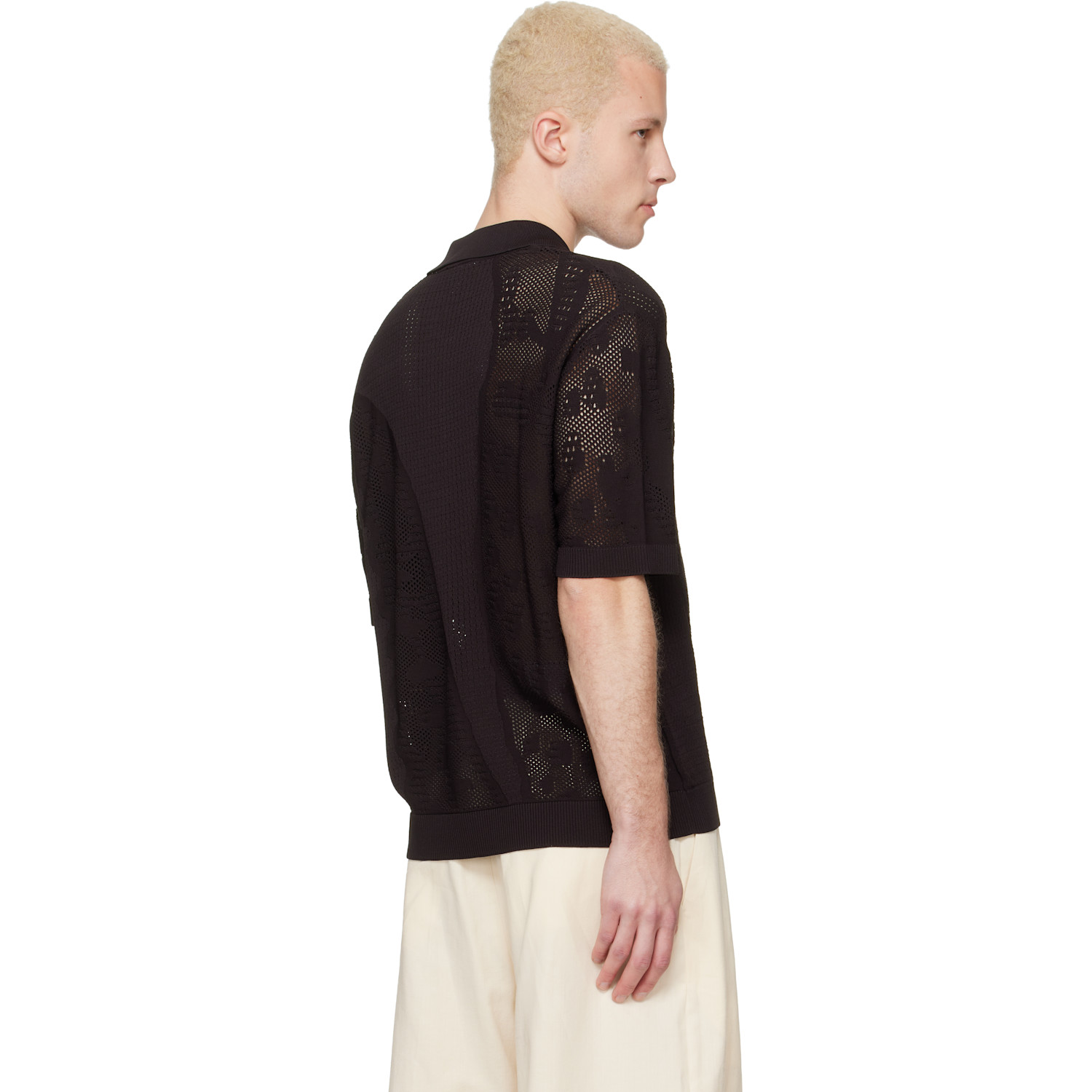  Lacoste Brown Lacy Knit Crocodile Shirt 