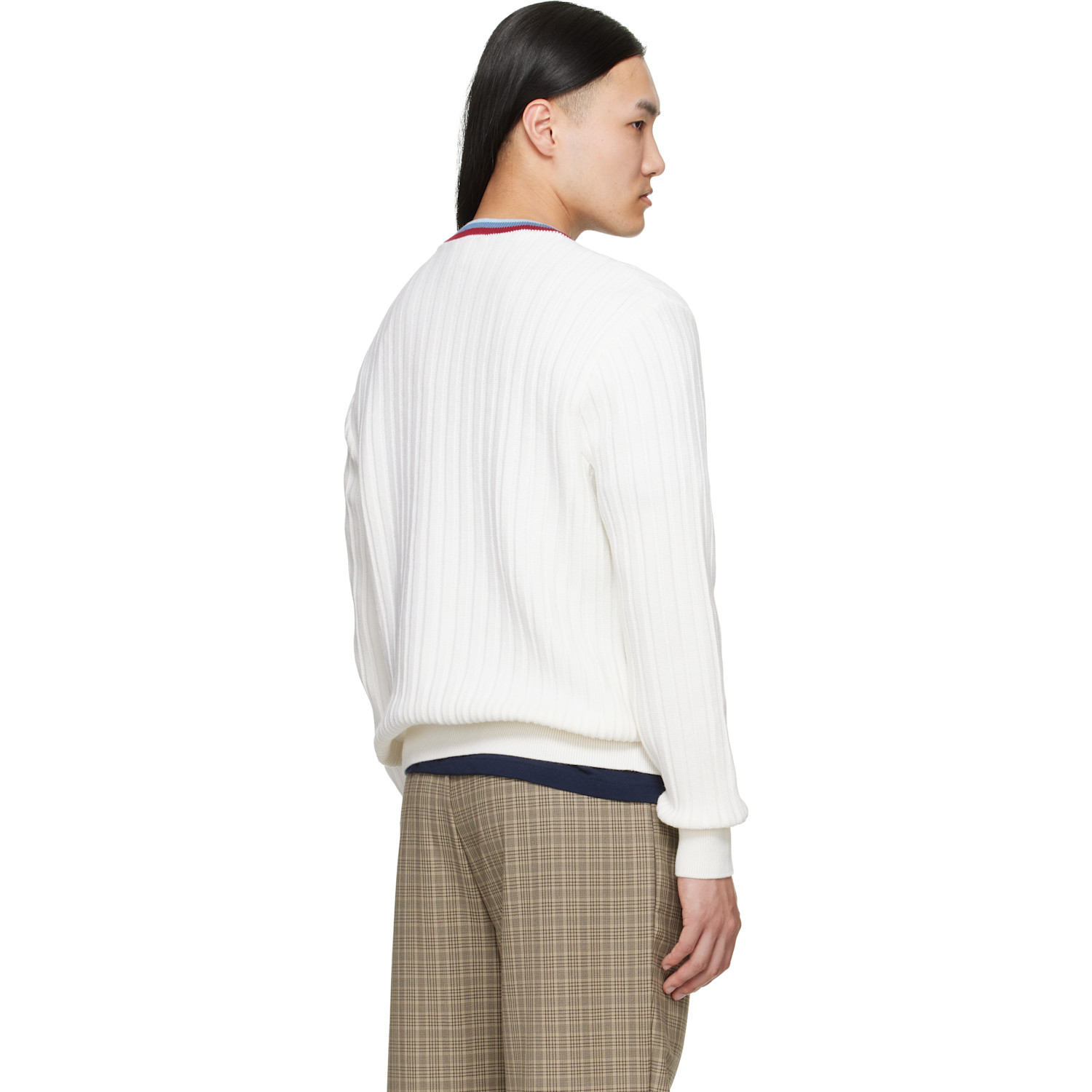  Lacoste White 'french Made' Archive Re-edition Knitted Cardigan 