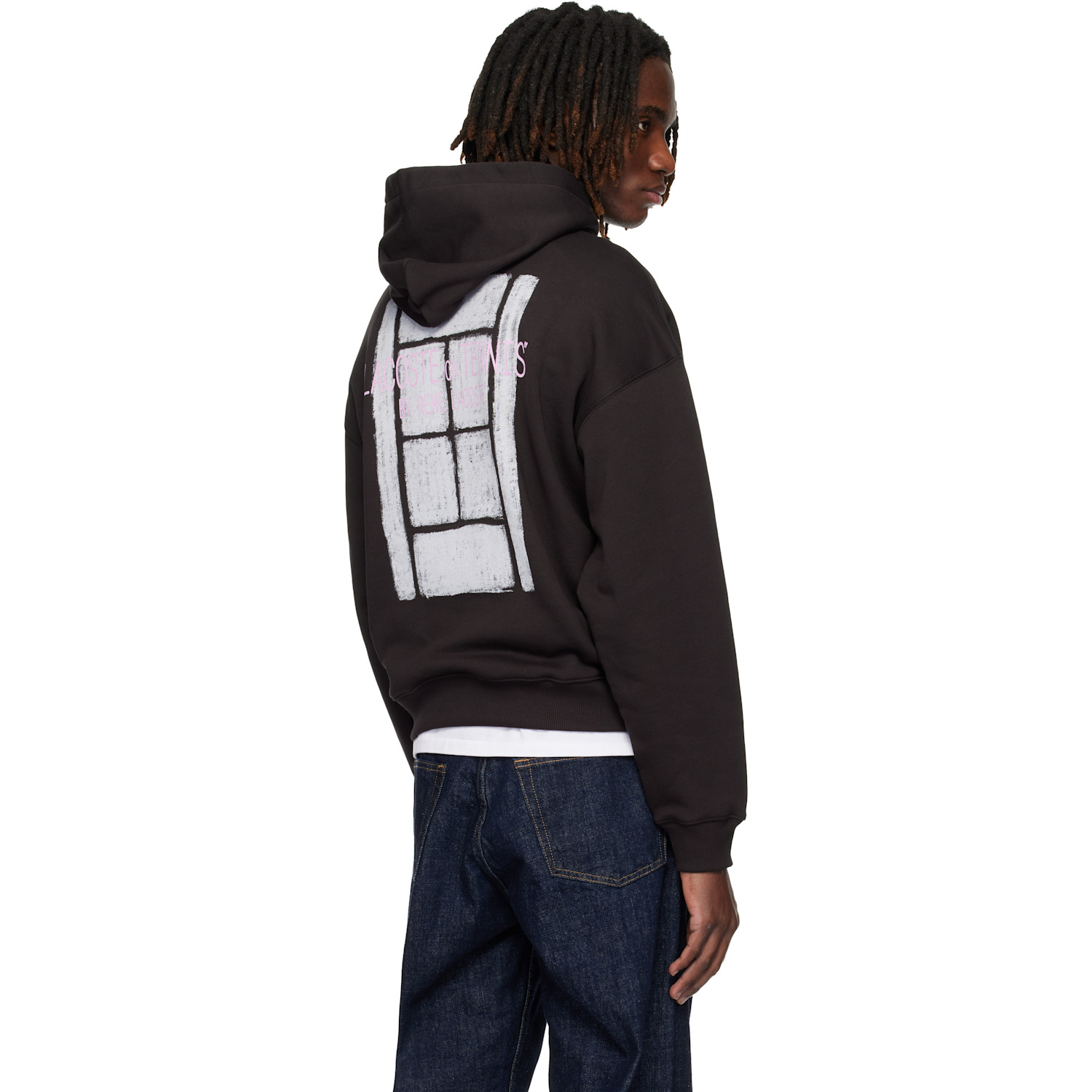  Lacoste Brown Multi Print Fleece Hoodie 