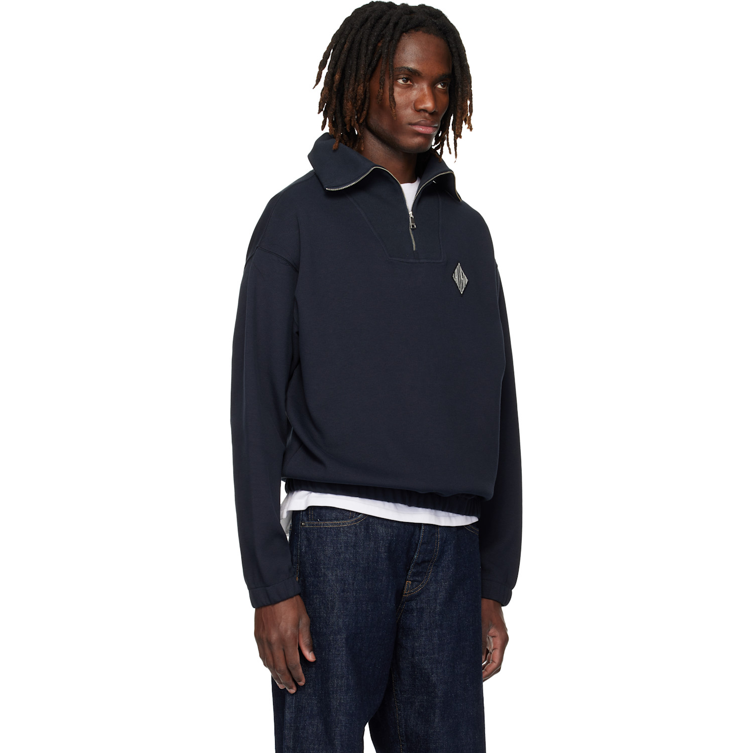  Lacoste Black Loose Fit Zipped Neck Piqué Sweatshirt 