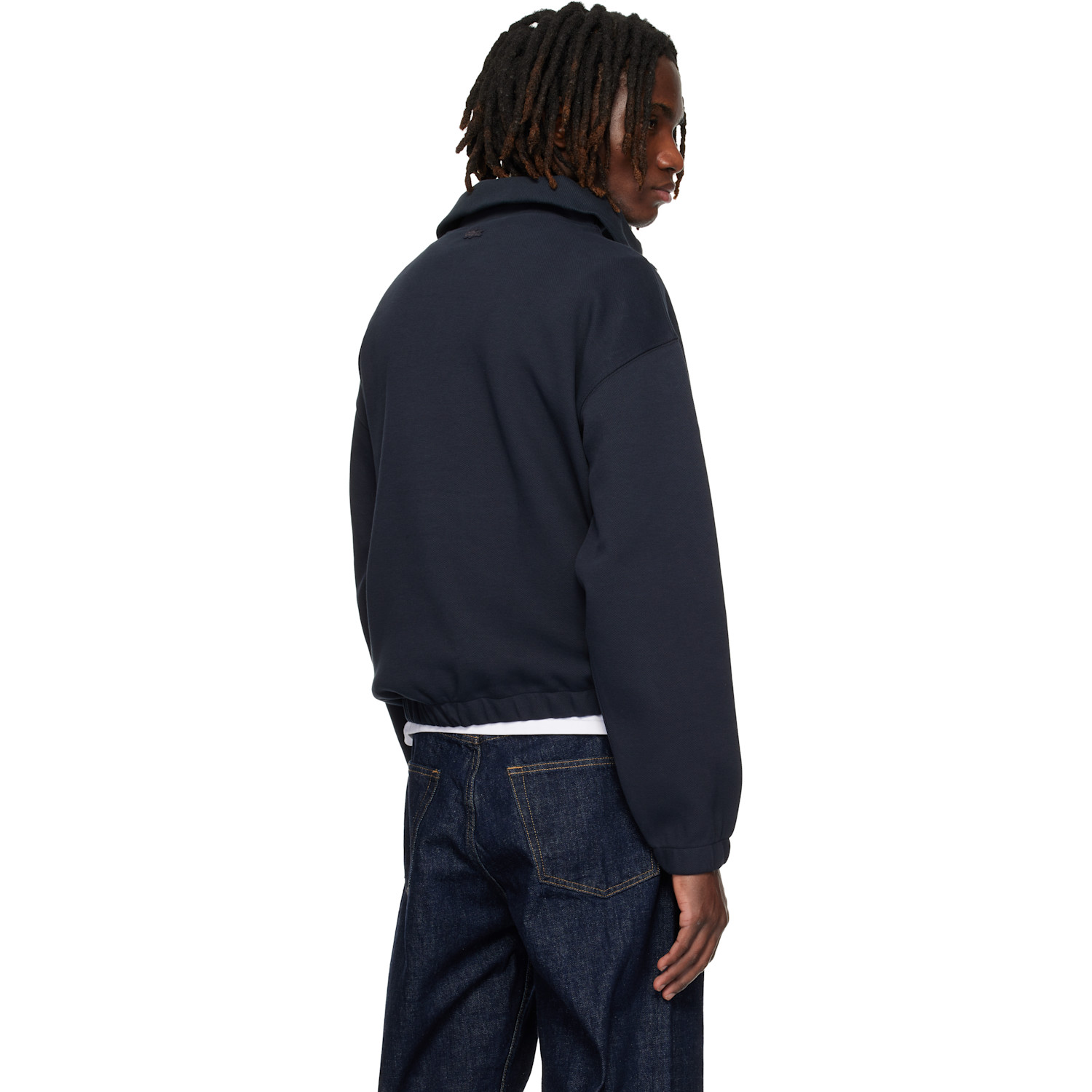  Lacoste Black Loose Fit Zipped Neck Piqué Sweatshirt 