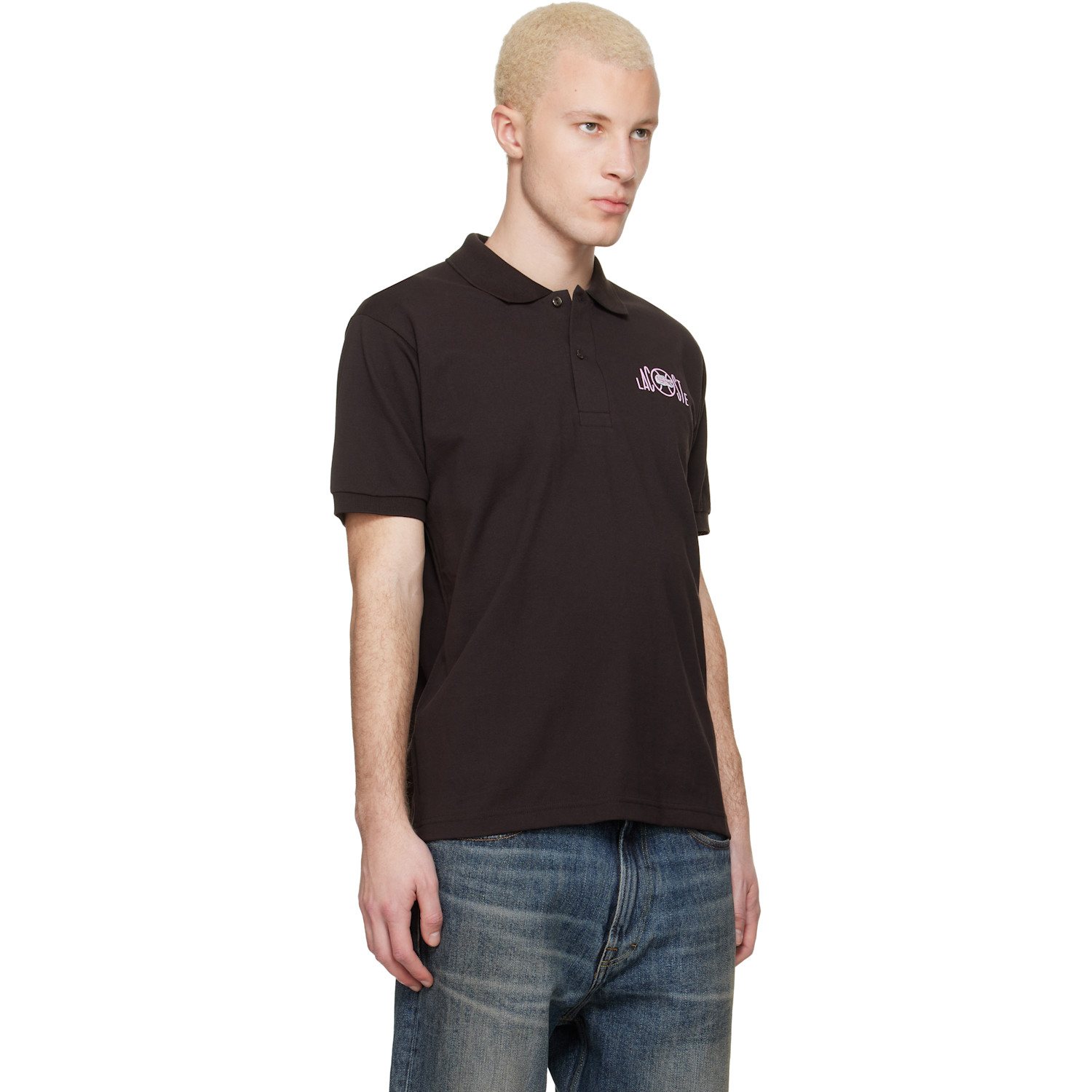  Lacoste Brown Classic Fit Graphic Branding Polo 