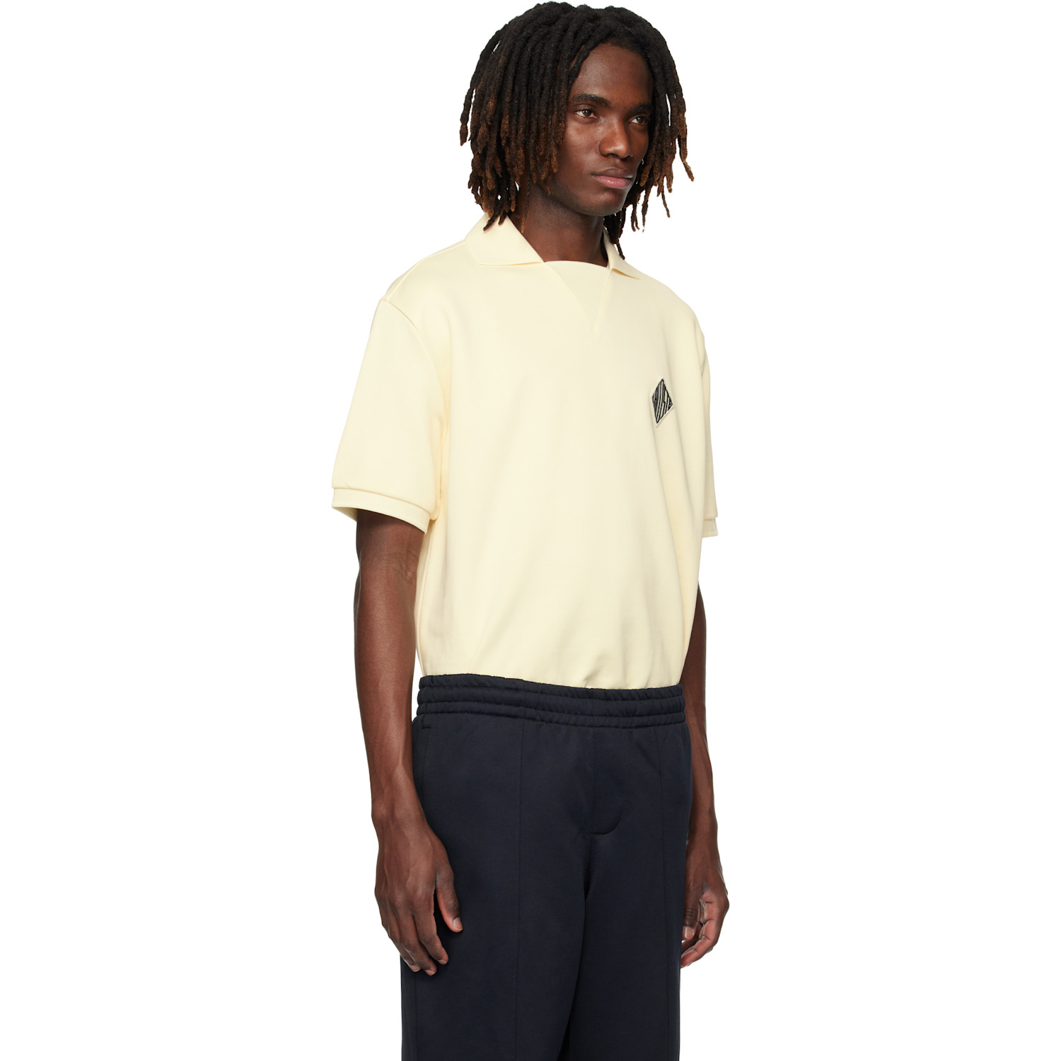  Lacoste Beige Loose Fit Badge Accent Fleece Polo 