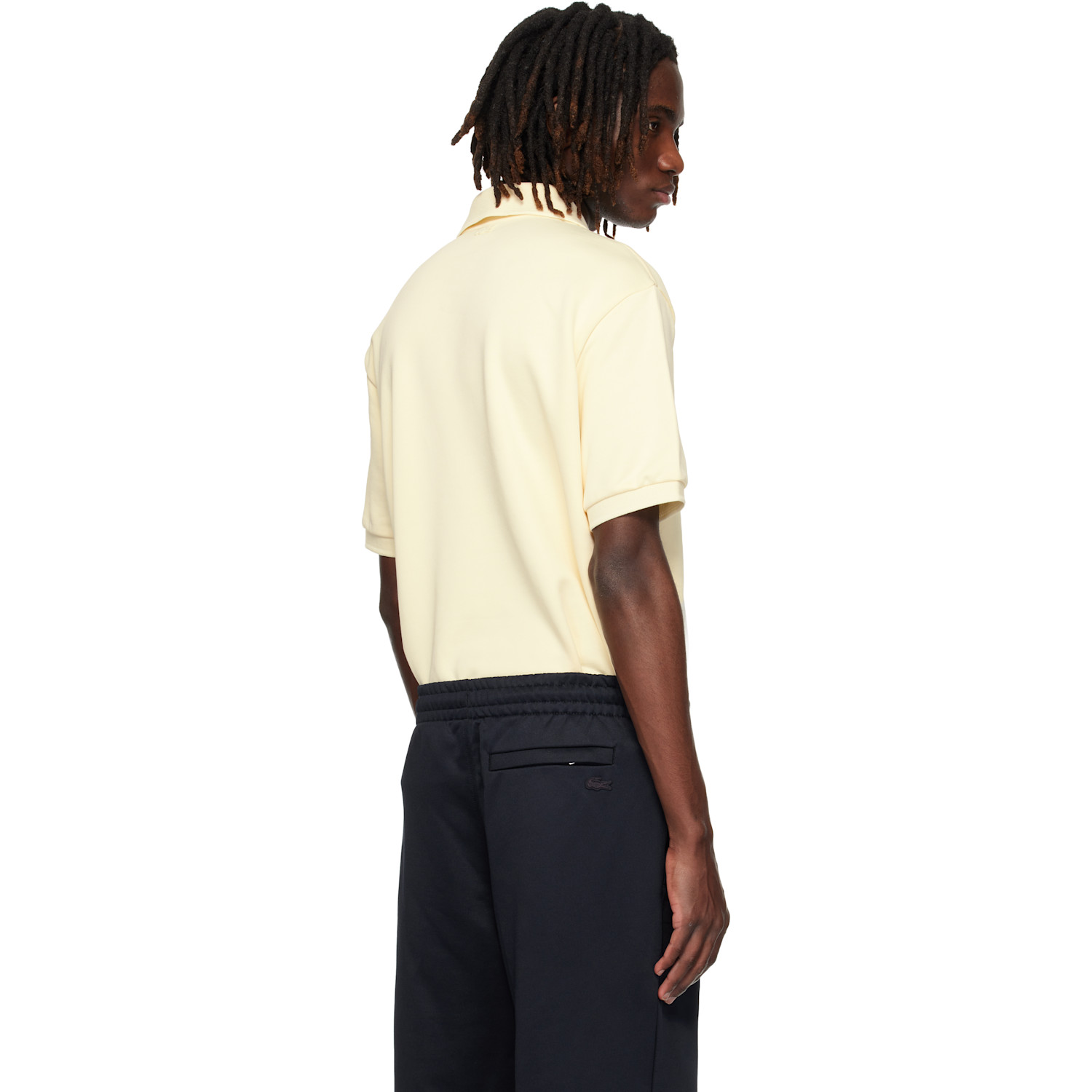  Lacoste Beige Loose Fit Badge Accent Fleece Polo 