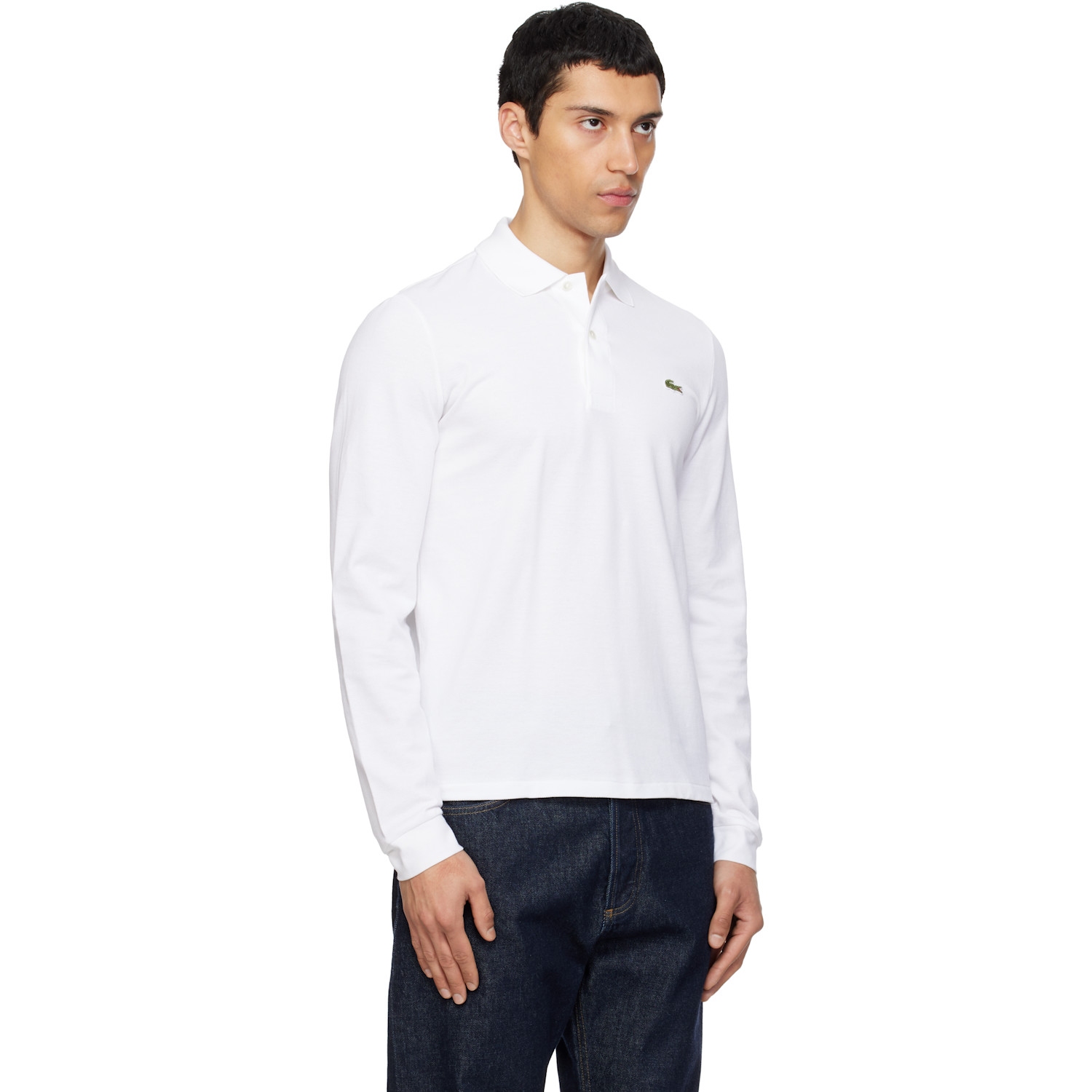  Lacoste White Classic Fit Long Sleeve L.12.12 Polo 