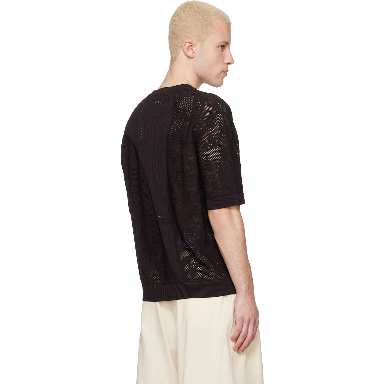  Lacoste Brown Relaxed Fit Short Sleeved Sweater Top 