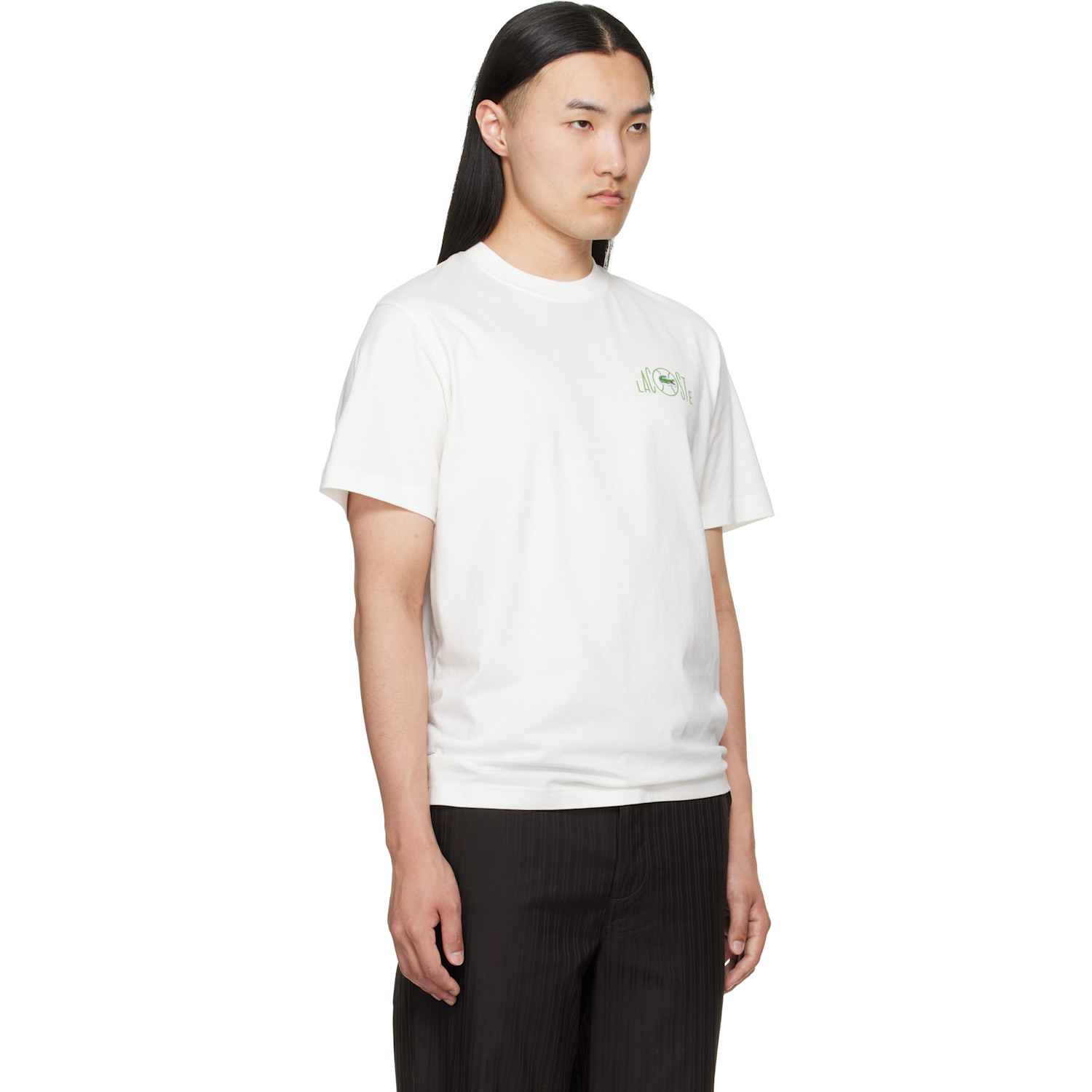  Lacoste Off-white Printed Cotton T-shirt 