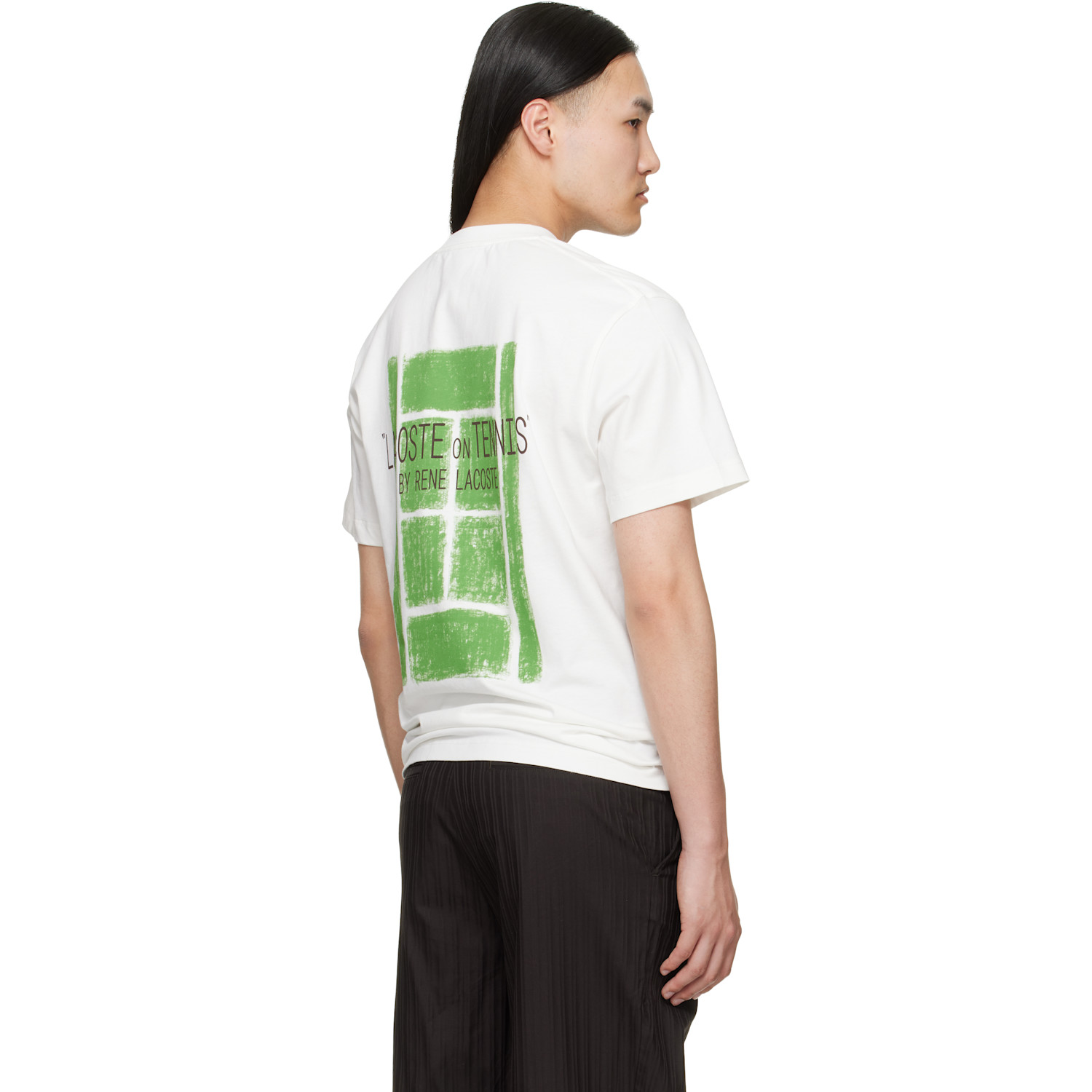  Lacoste Off-white Printed Cotton T-shirt 