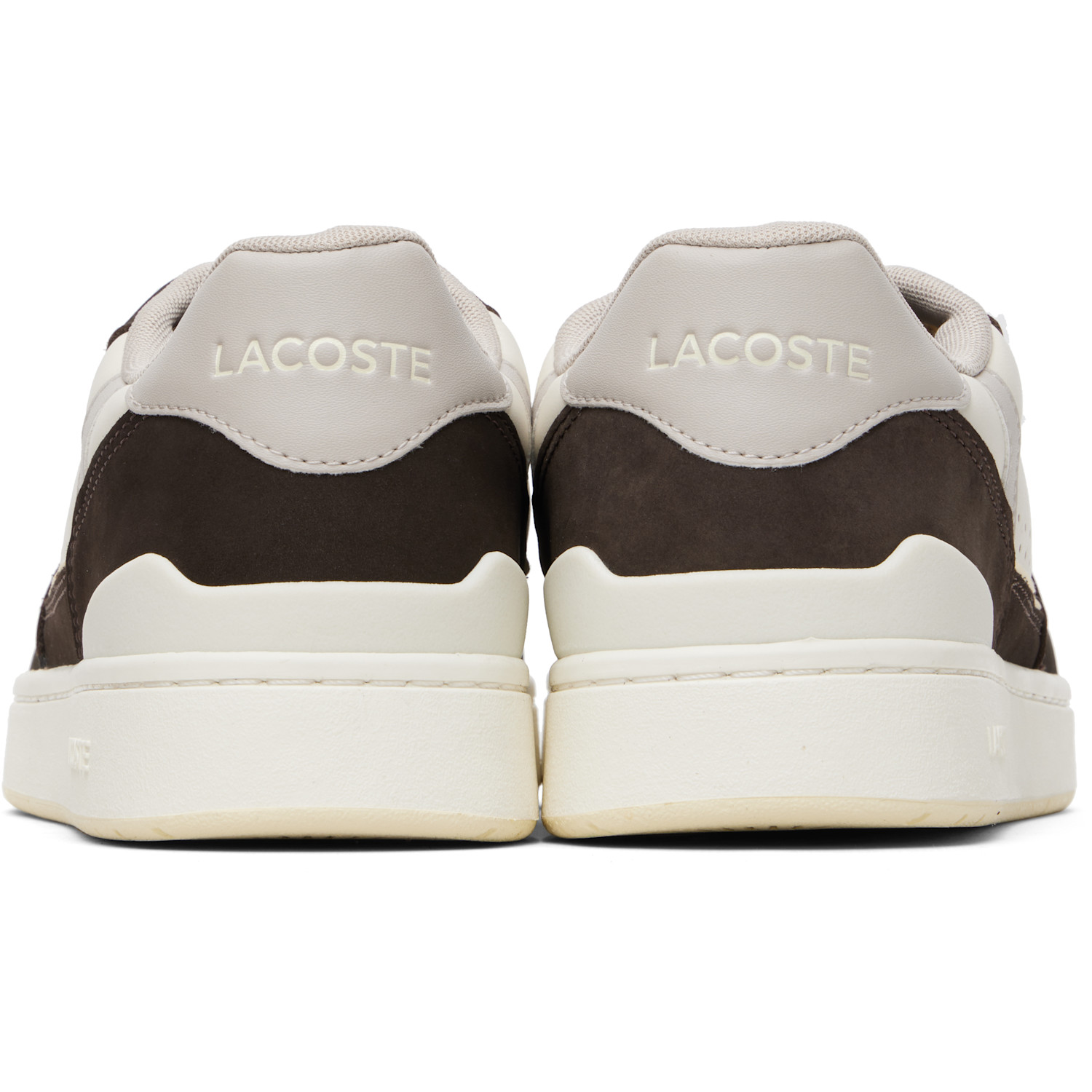  Lacoste Brown & Gray T-clip Set Leather Sneakers 
