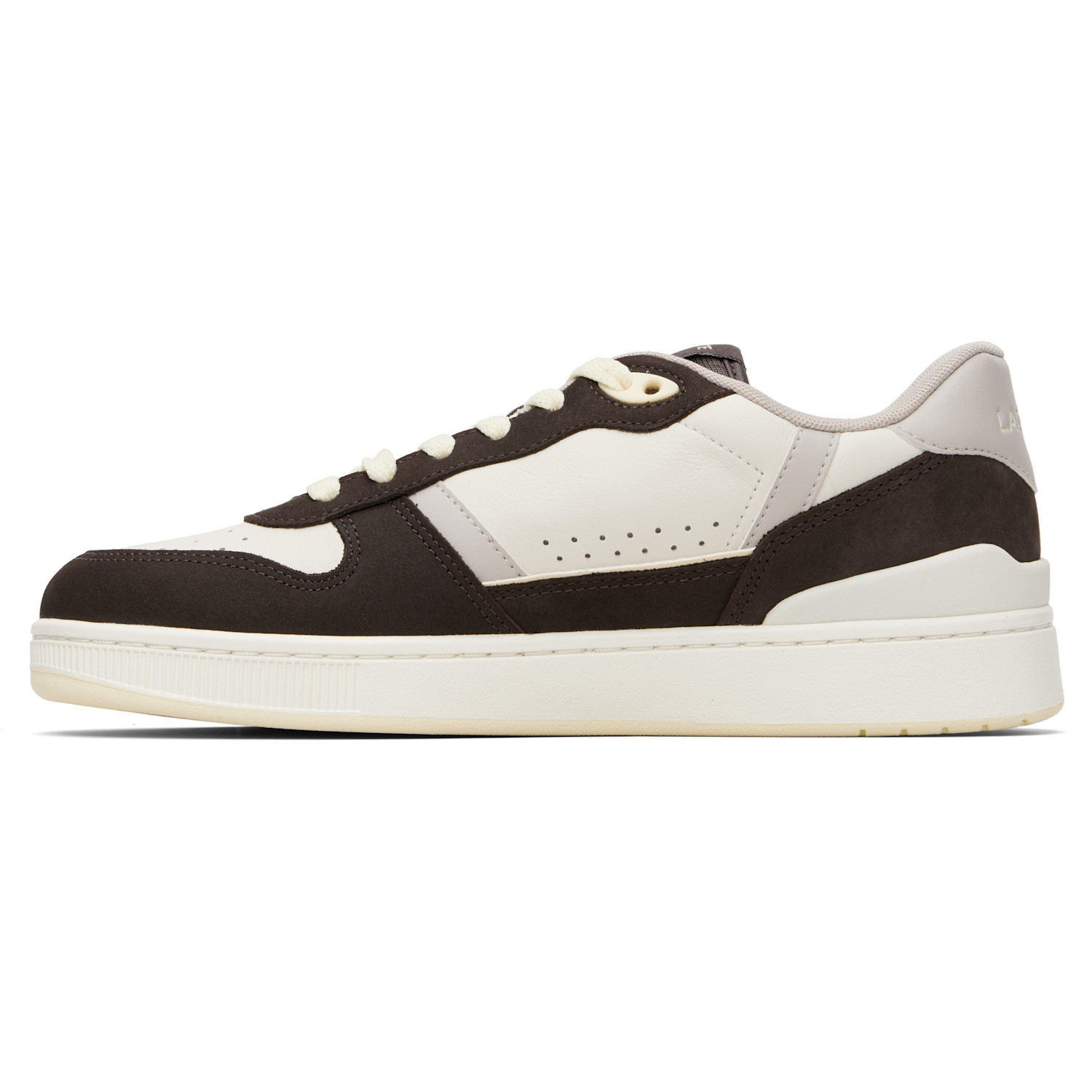  Lacoste Brown & Gray T-clip Set Leather Sneakers 
