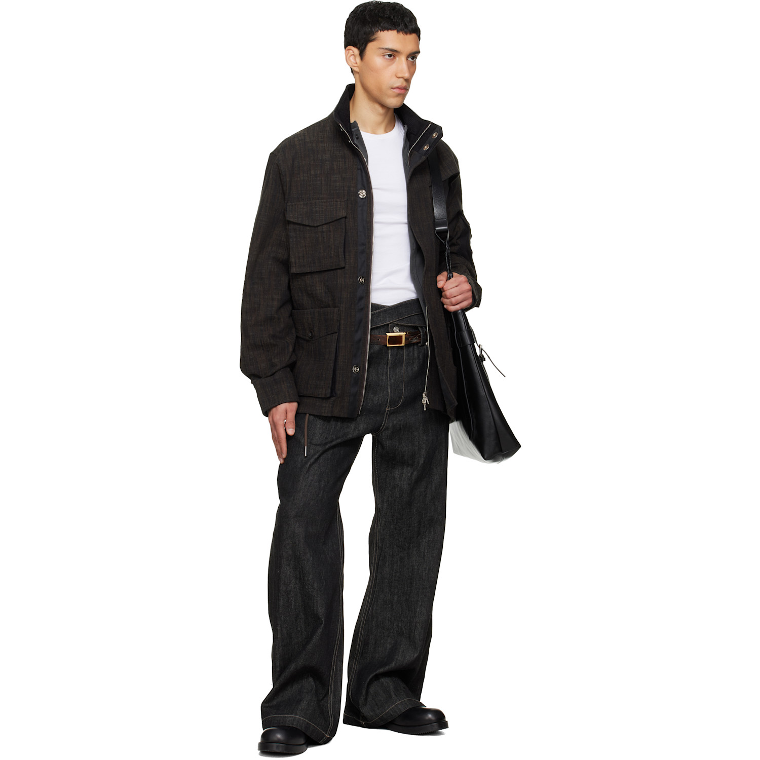  Nullus Brown Ponyhair Calfskin Reversible Belt 