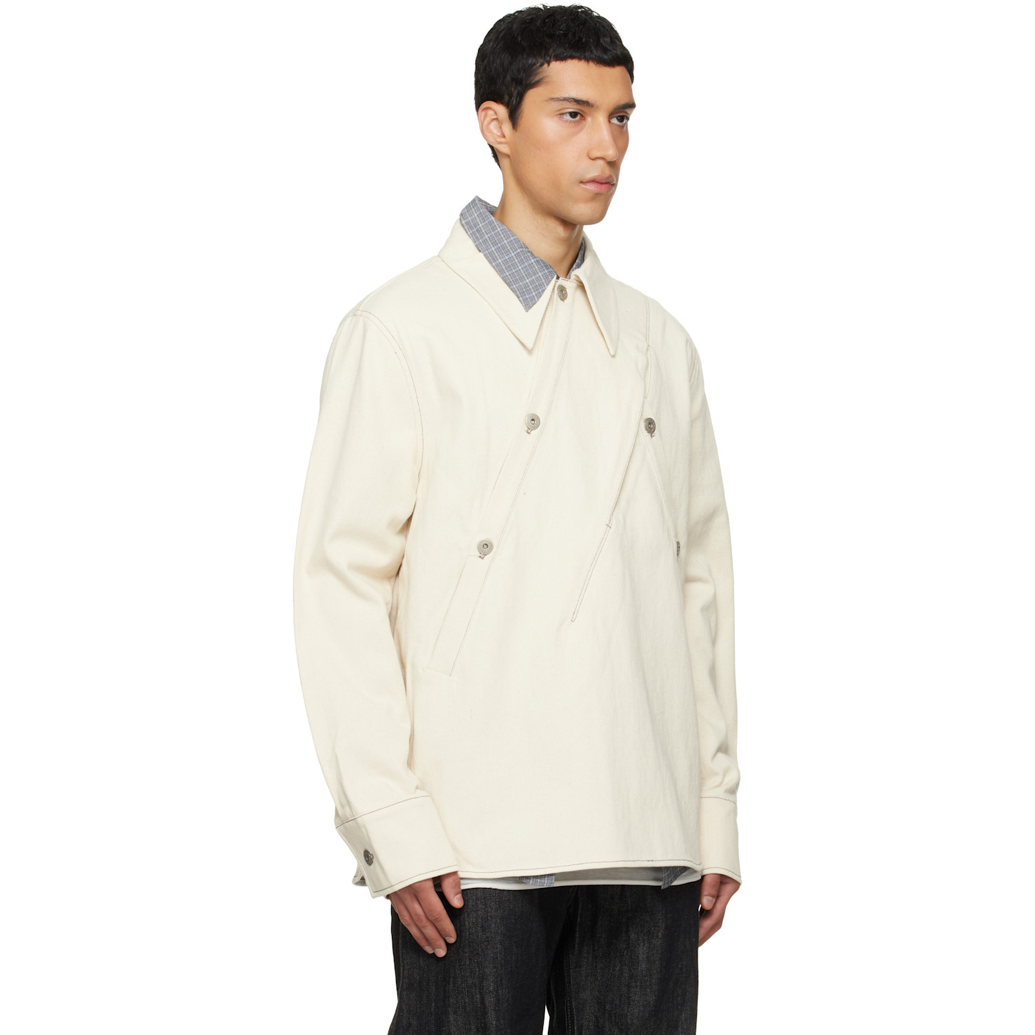  Nullus Beige Overall Selvedge Denim Shirt 