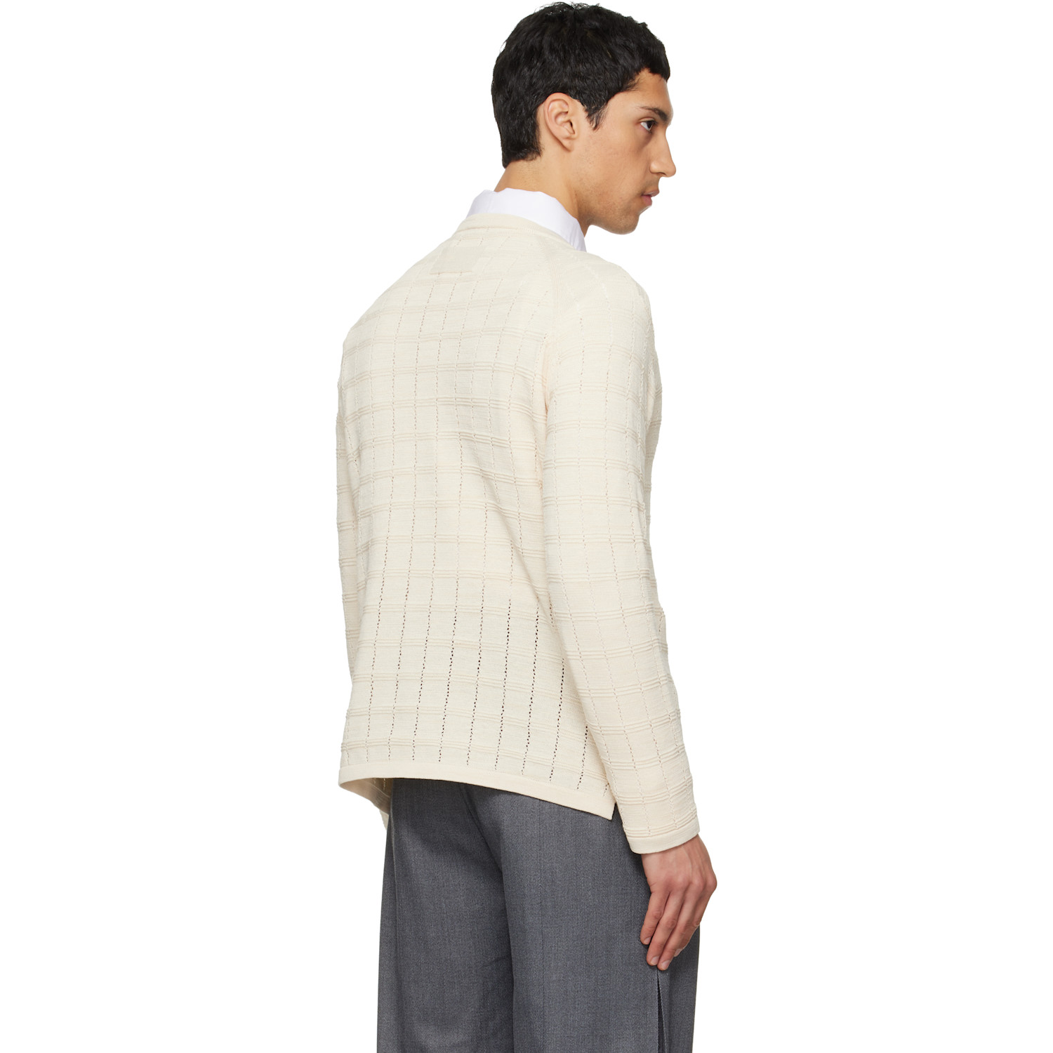  Nullus Off-white Cube Texture Knit Sweater 