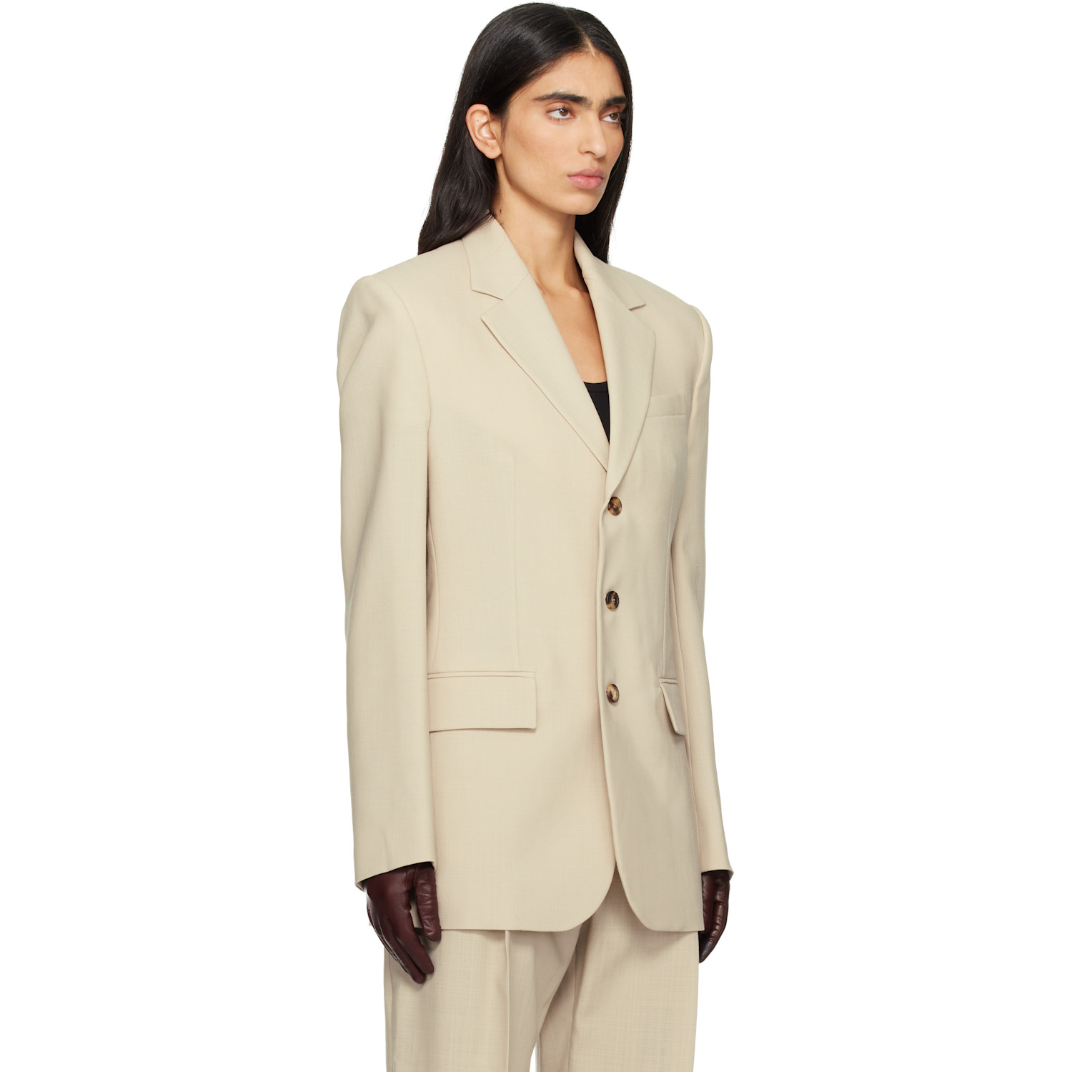  Wardrobe.nyc Beige Light Longline Blazer 