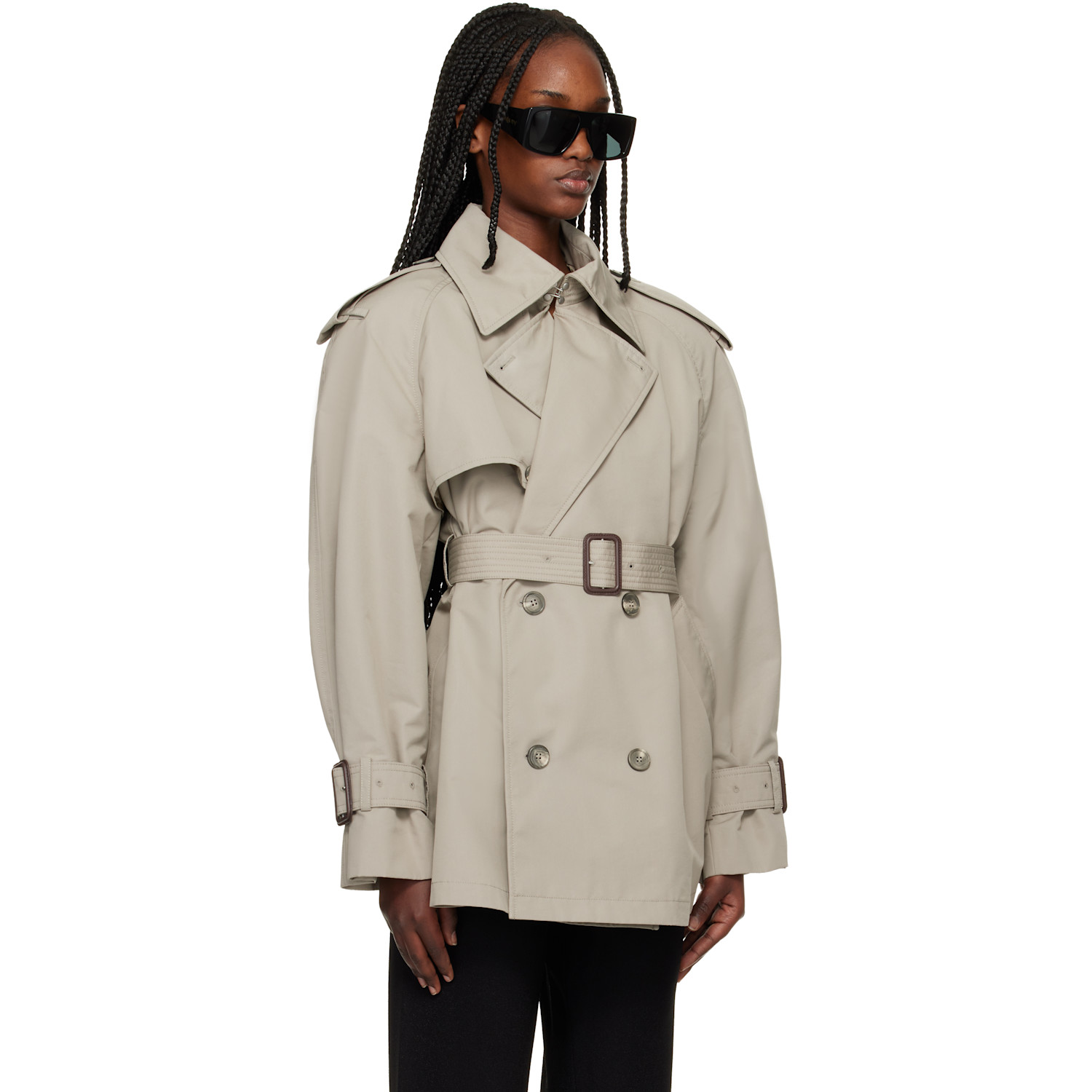  Wardrobe.nyc Taupe Clean Mini Trench Coat 