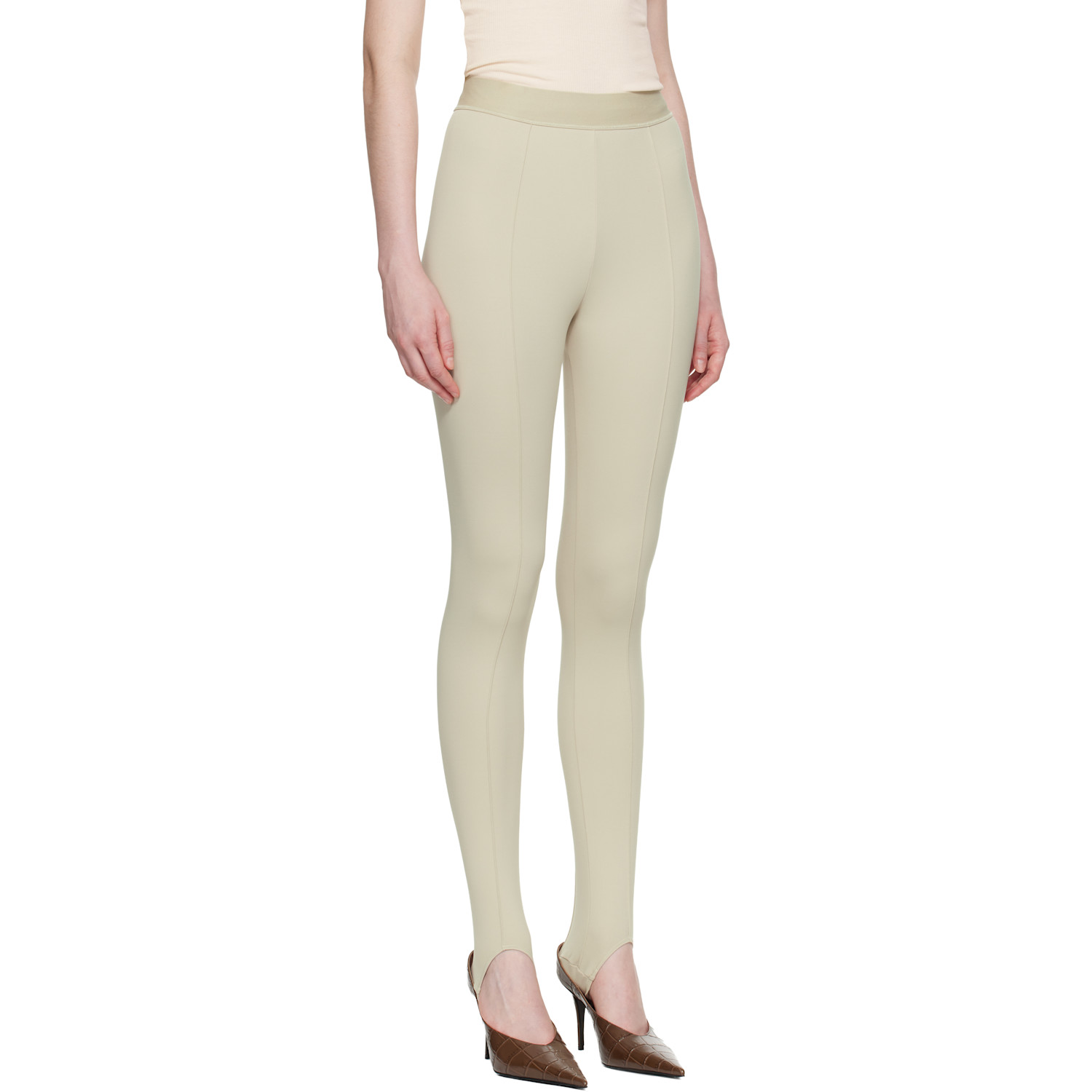  Wardrobe.nyc Beige Opaque Stirrup Leggings 