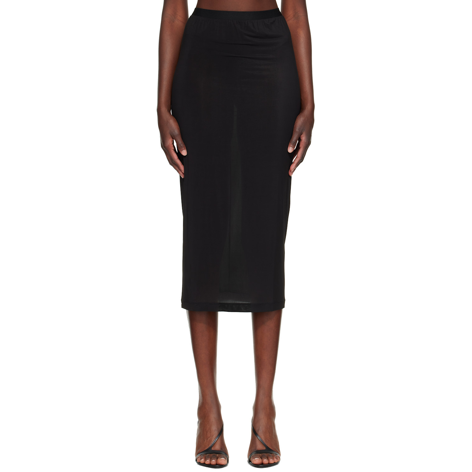 WARDROBE.NYC Black Sheer Midi Skirt