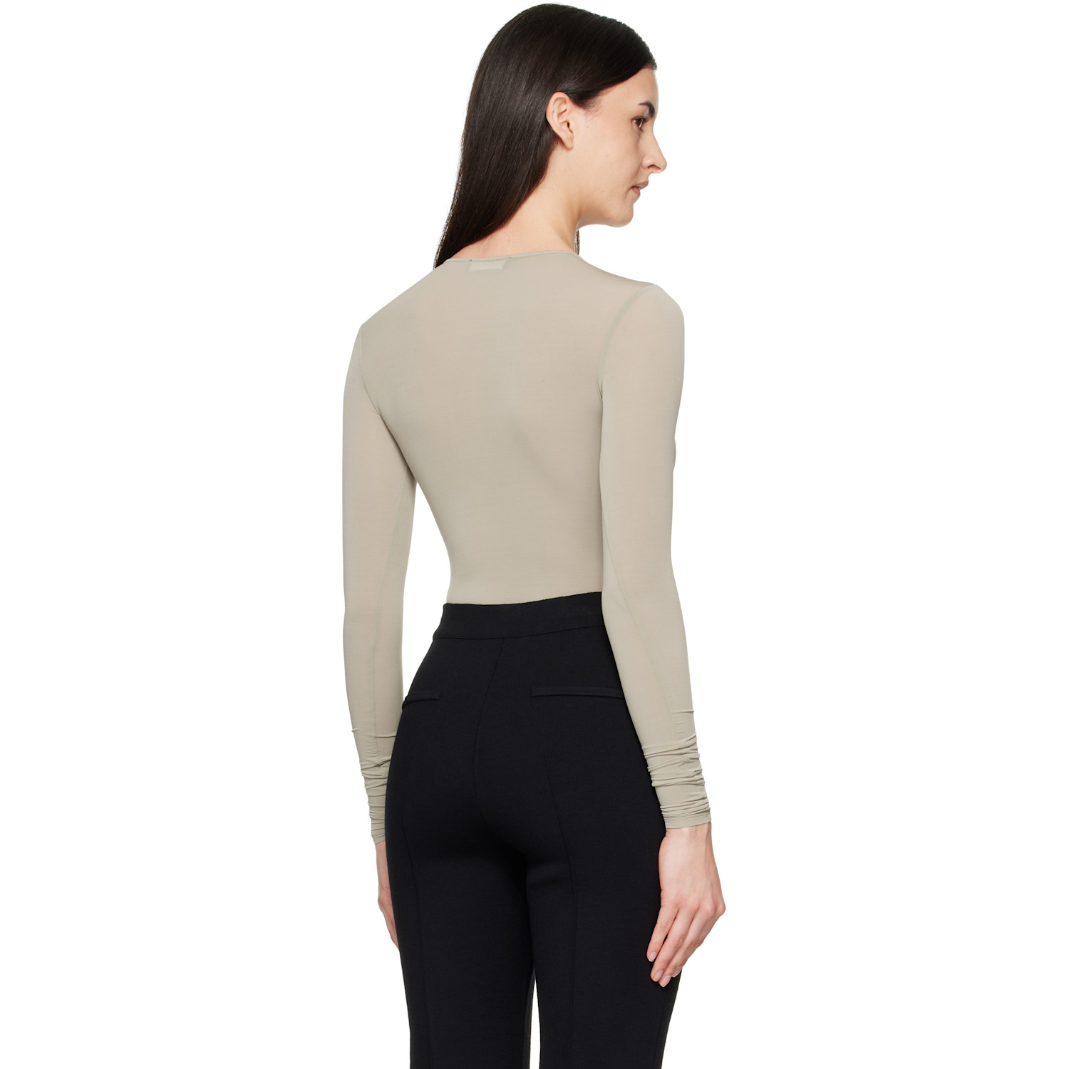  Wardrobe.nyc Taupe Sheer Bodysuit 