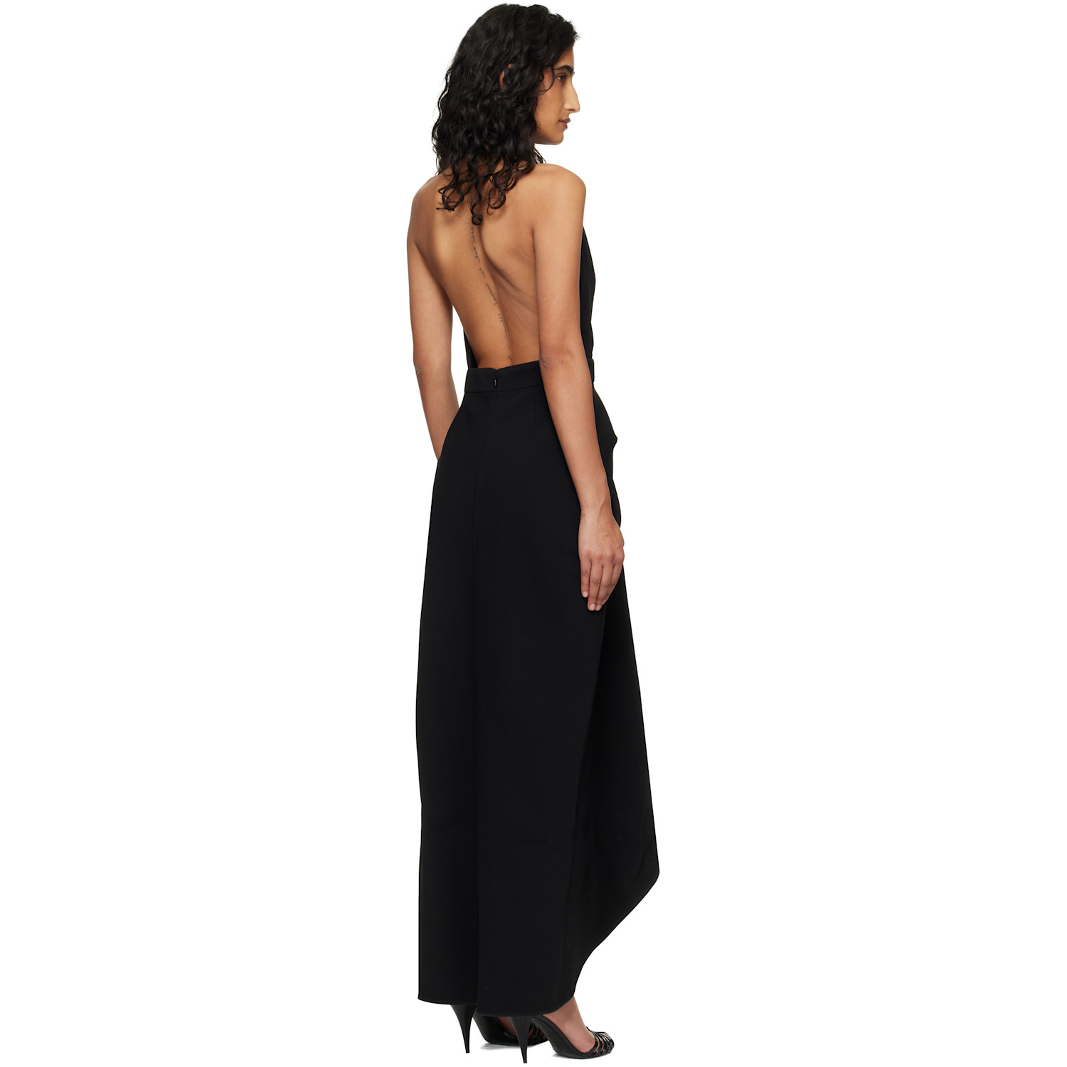  Givenchy Black Draped Wool Maxi Dress 