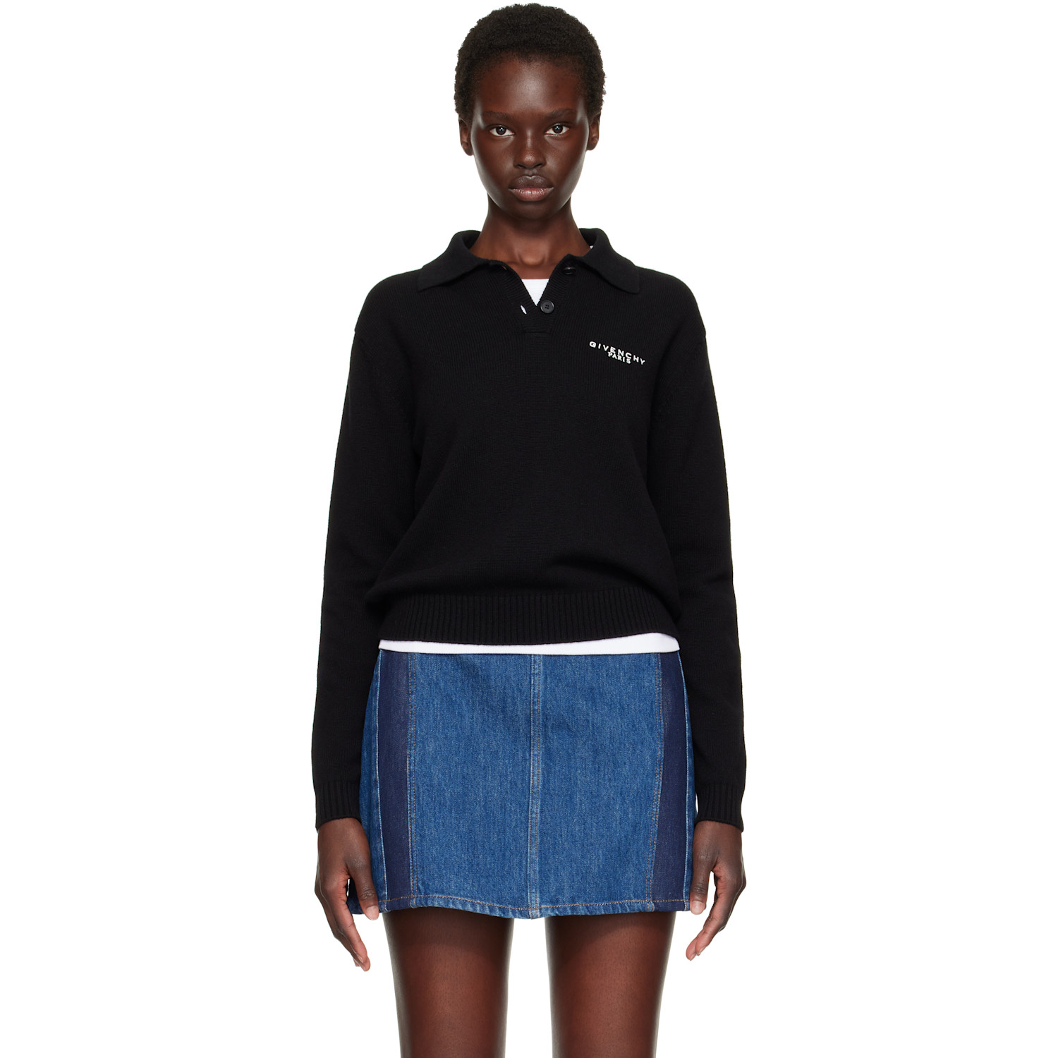 Givenchy Black Wool & Cashmere Polo