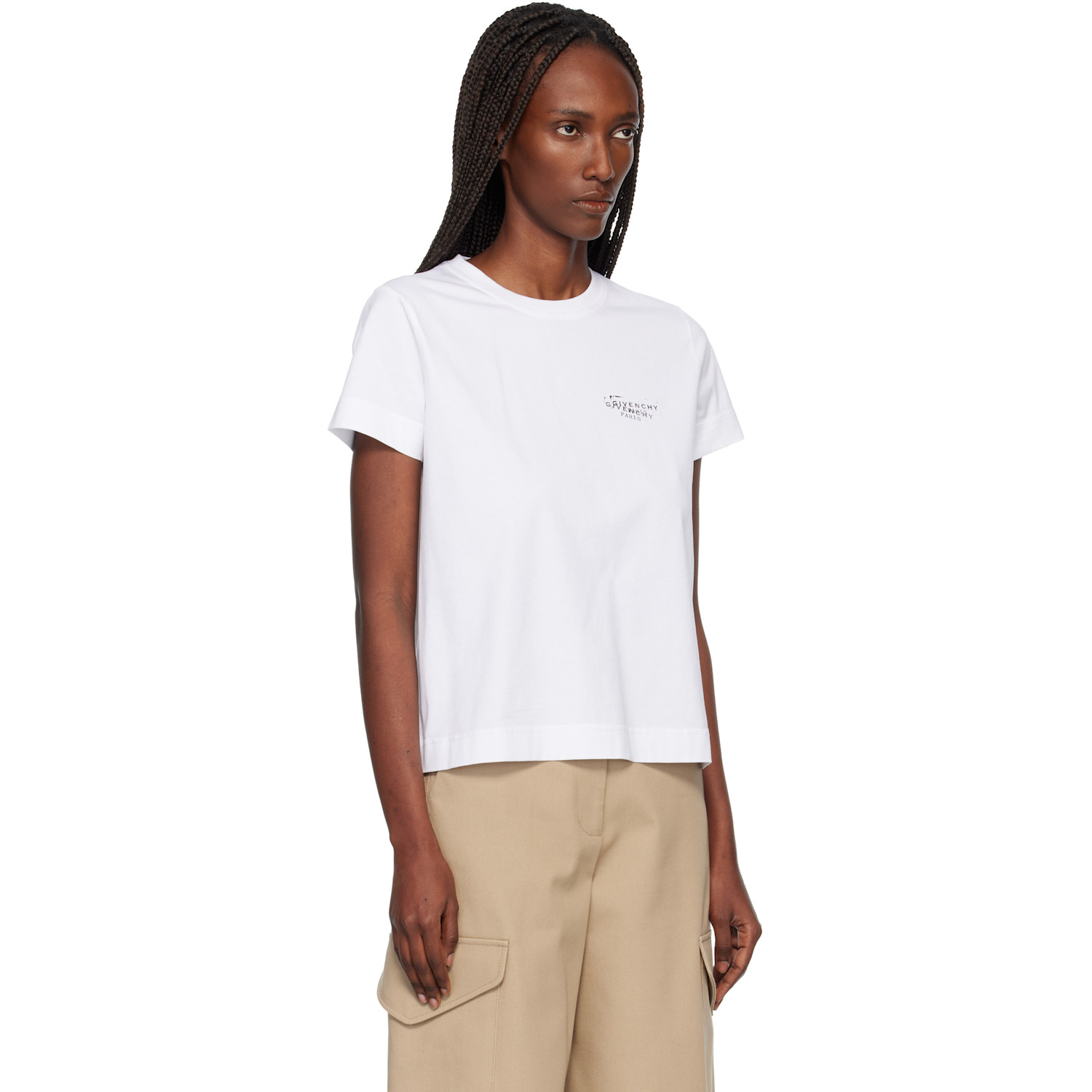  Givenchy White Cotton 'givenchy' Stamp Print T-shirt 