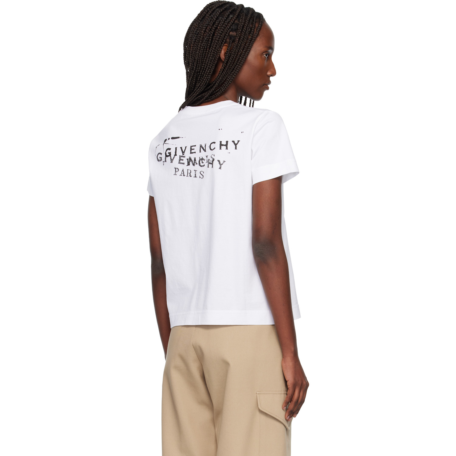  Givenchy White Cotton 'givenchy' Stamp Print T-shirt 