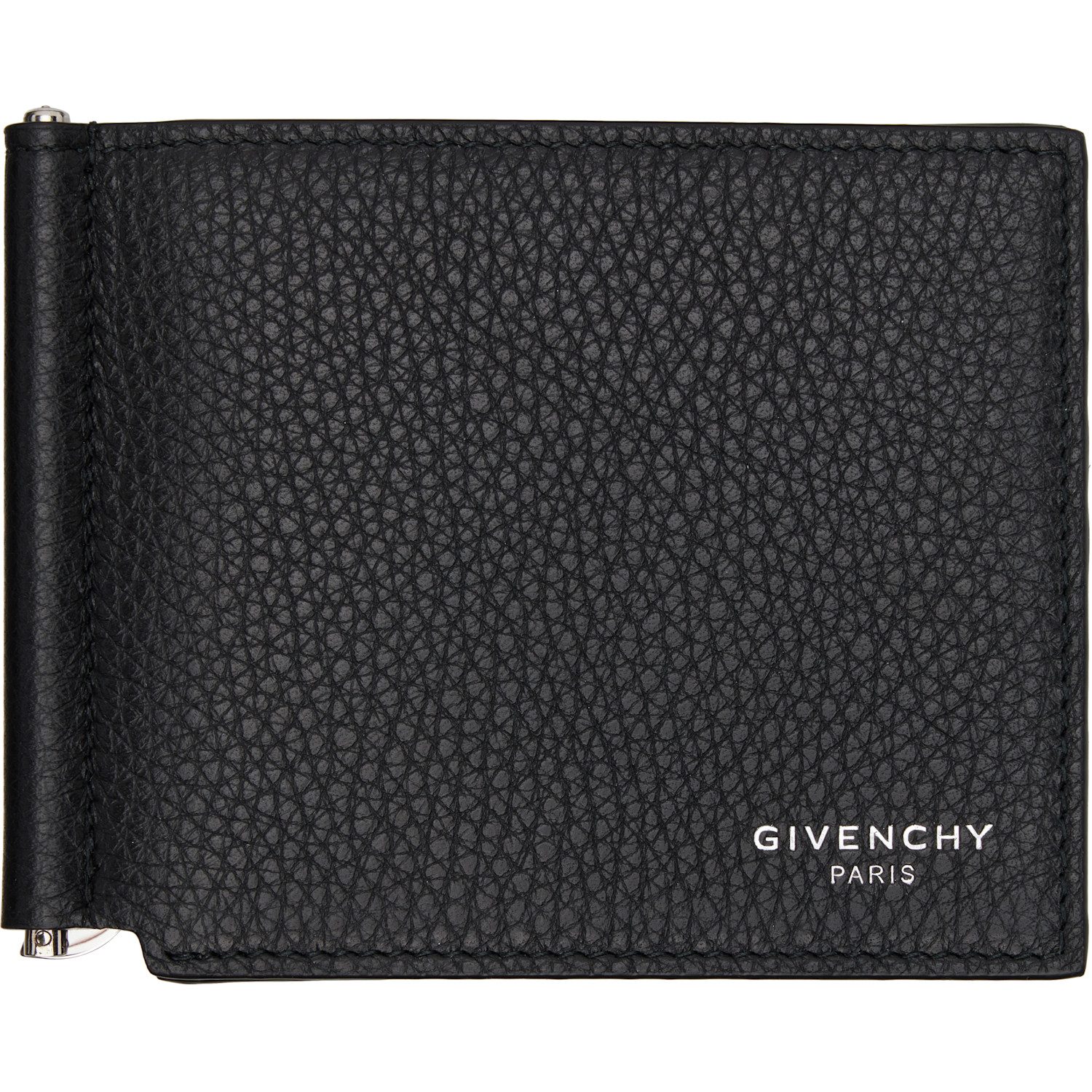 Givenchy Black Grained Leather Clip Wallet
