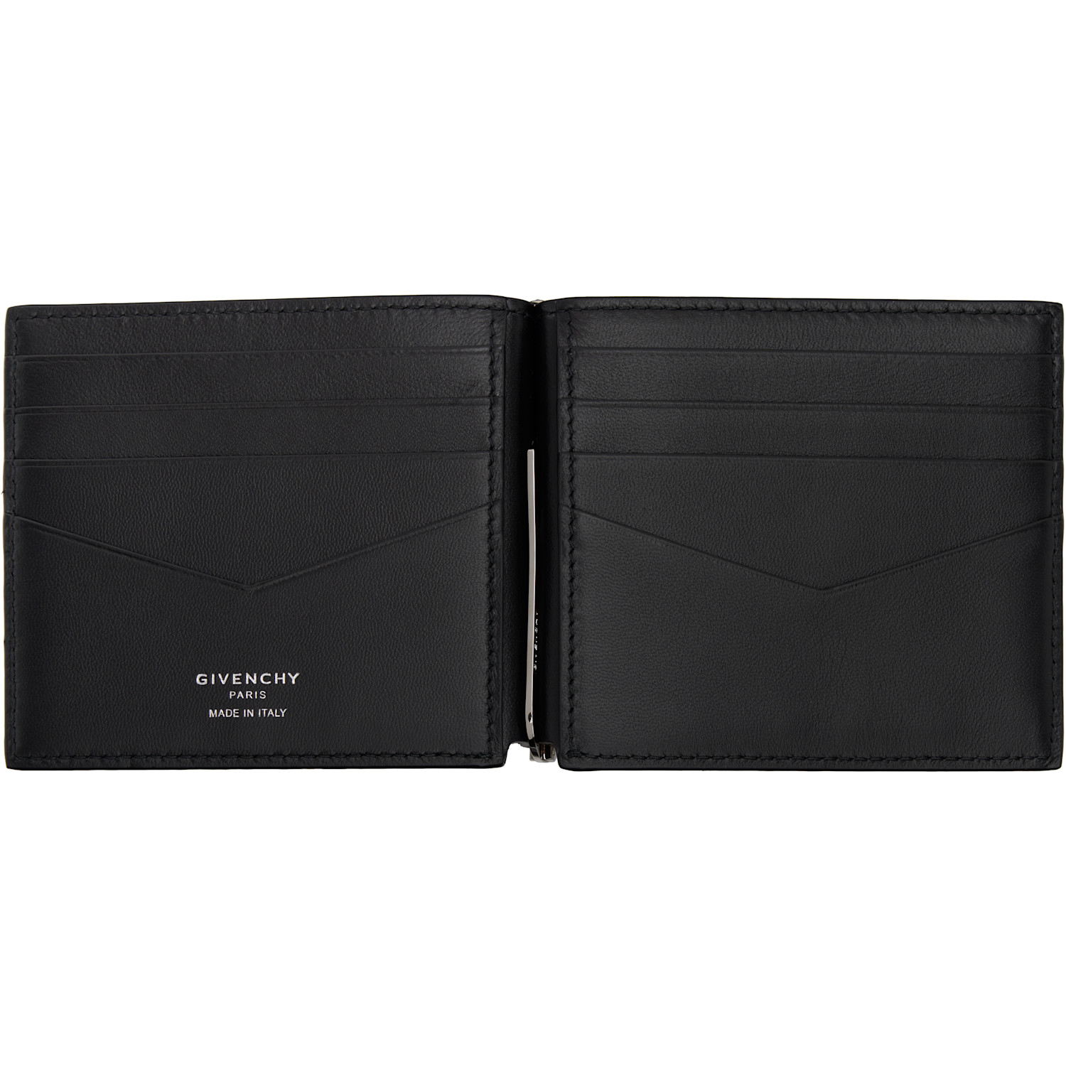  Givenchy Black Grained Leather Clip Wallet 
