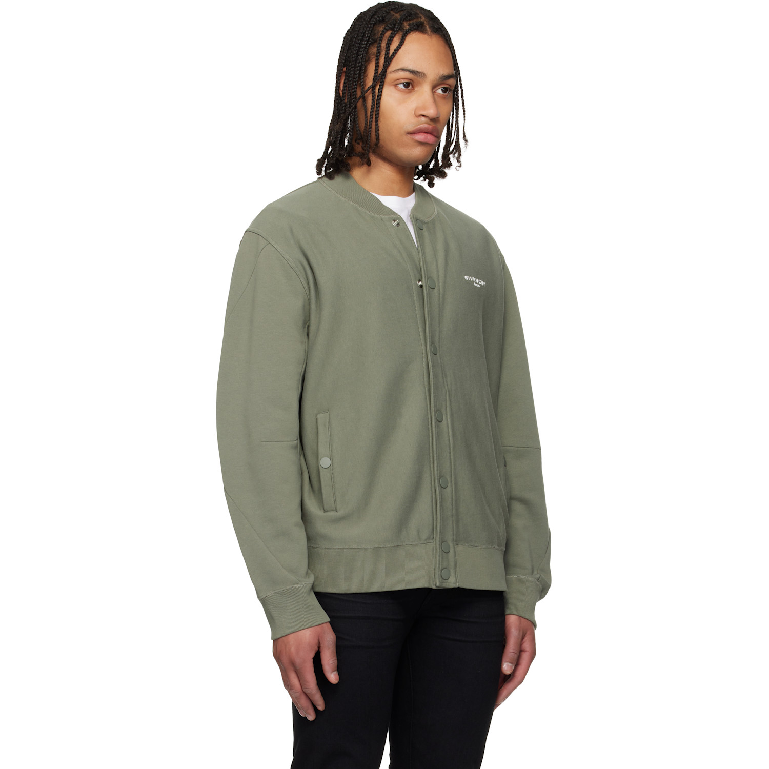  Givenchy Khaki 'givenchy Paris' Couture Seam Cardigan Jacket 