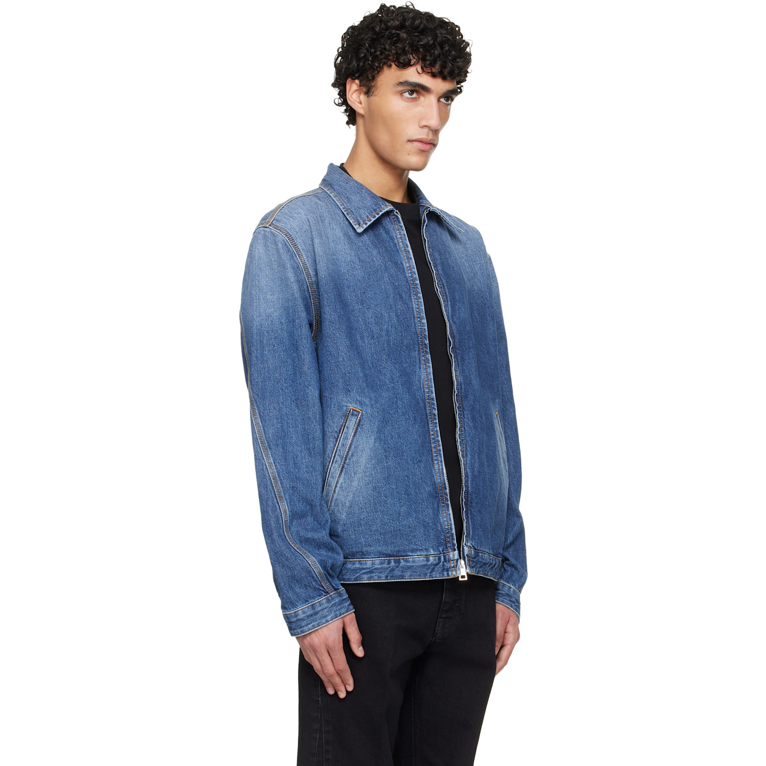  Givenchy Navy Zipped Denim Jacket 