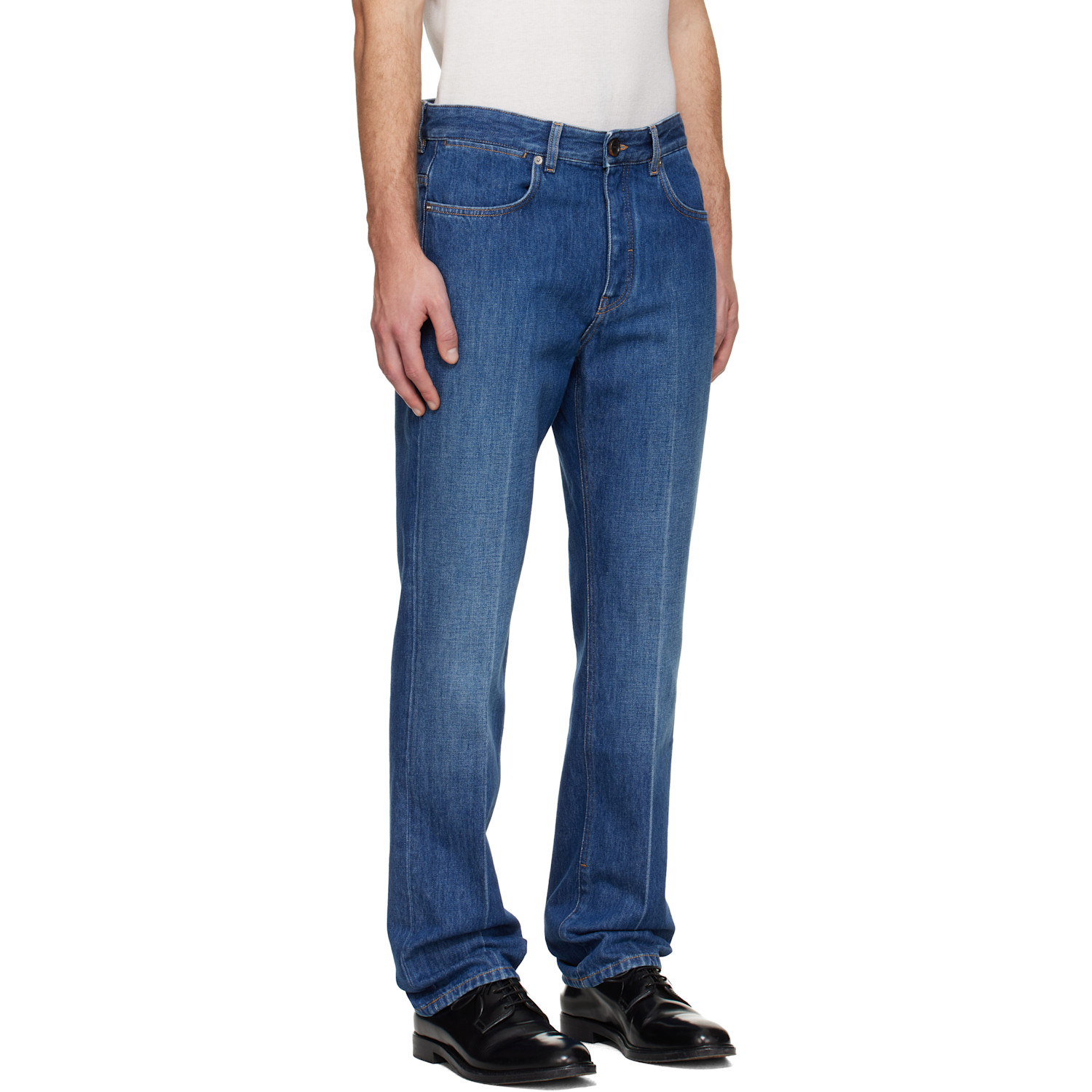  Givenchy Blue Straight Fit Shadow Washed Jeans 