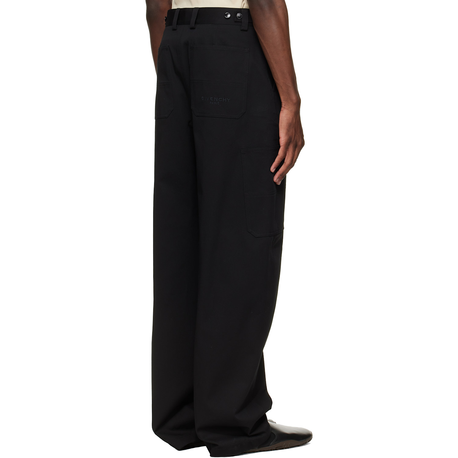  Givenchy Black Embroidered 'givenchy Paris' Couture Seam Trousers 