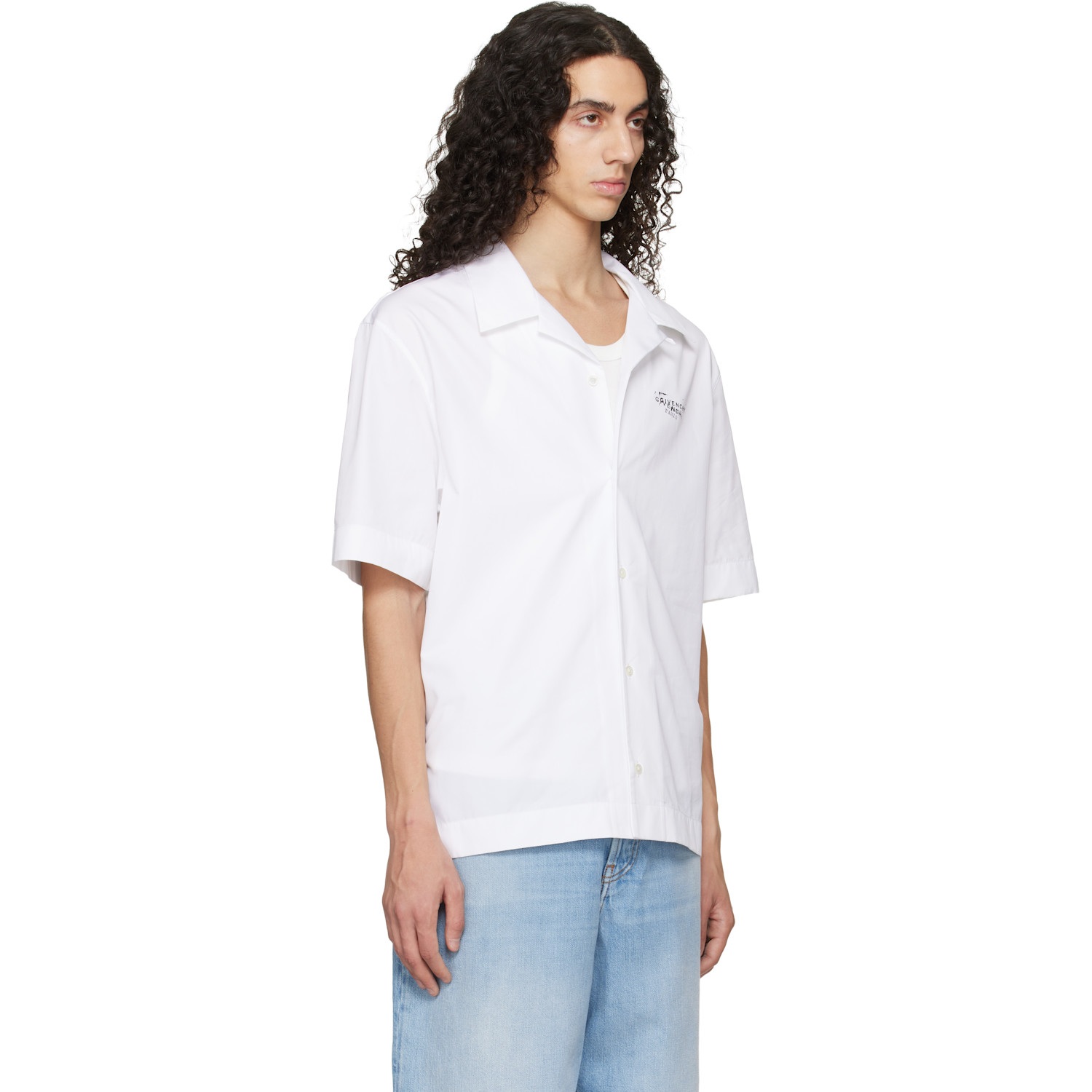  Givenchy White Poplin 'givenchy Stamp Print' Shirt 