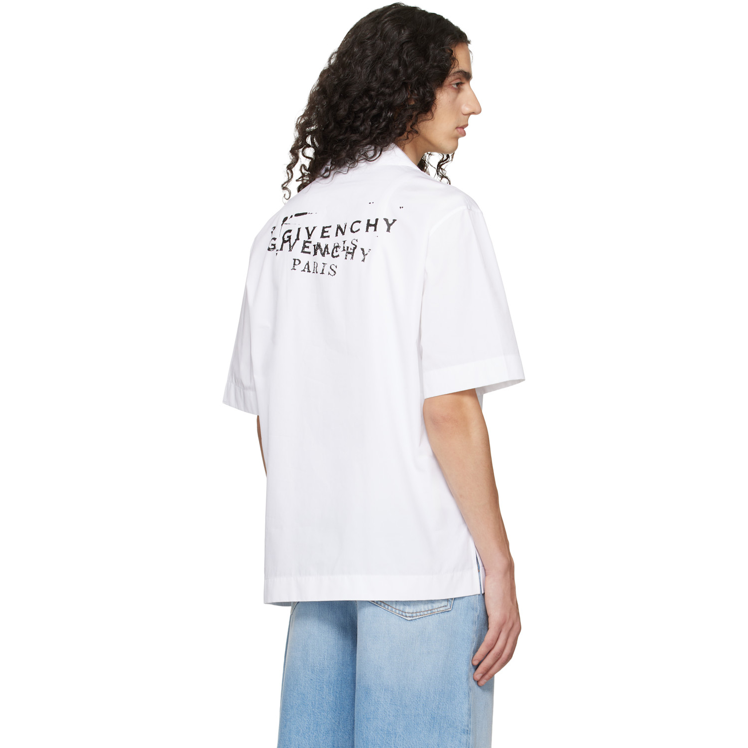  Givenchy White Poplin 'givenchy Stamp Print' Shirt 