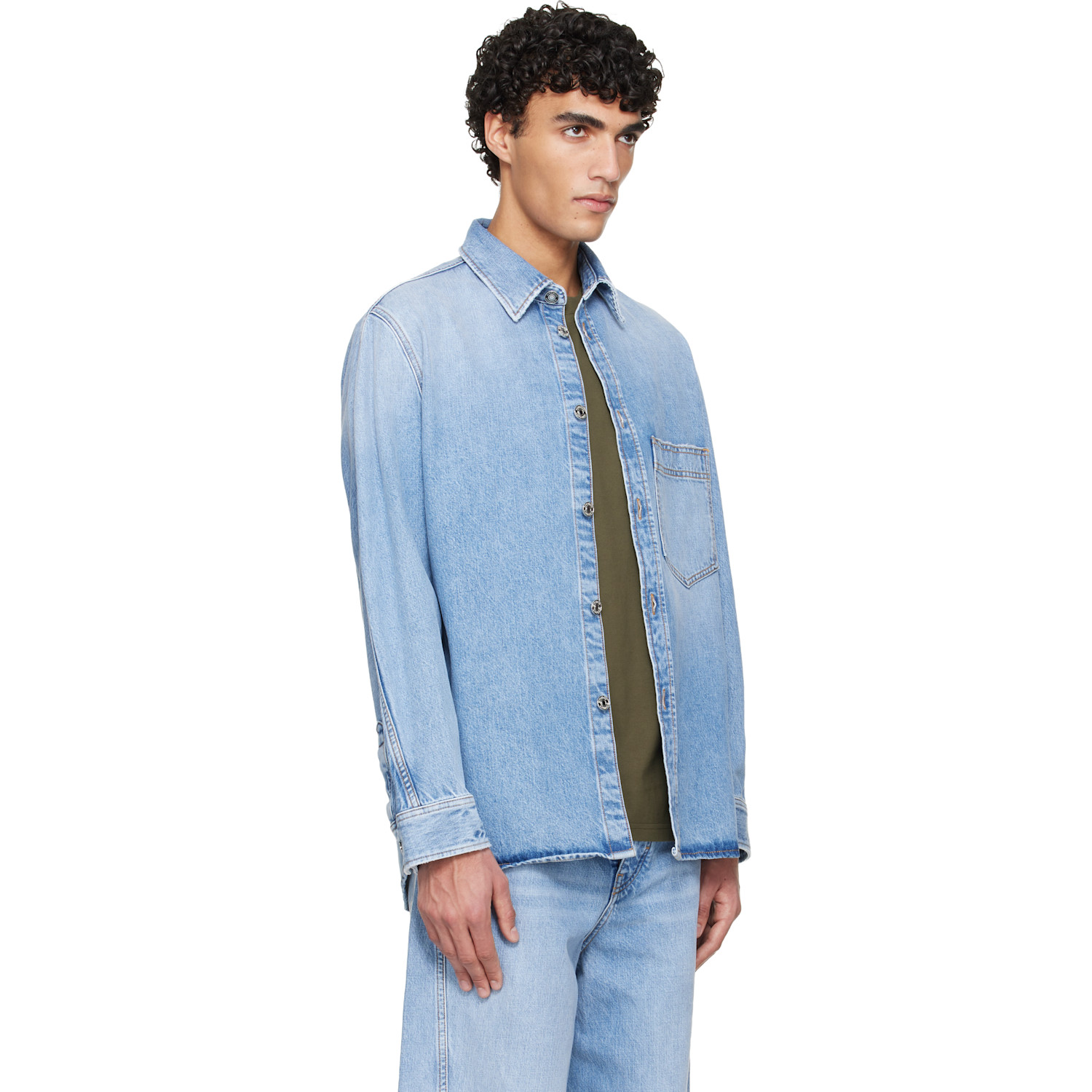  Givenchy Blue Faded Denim Overshirt 